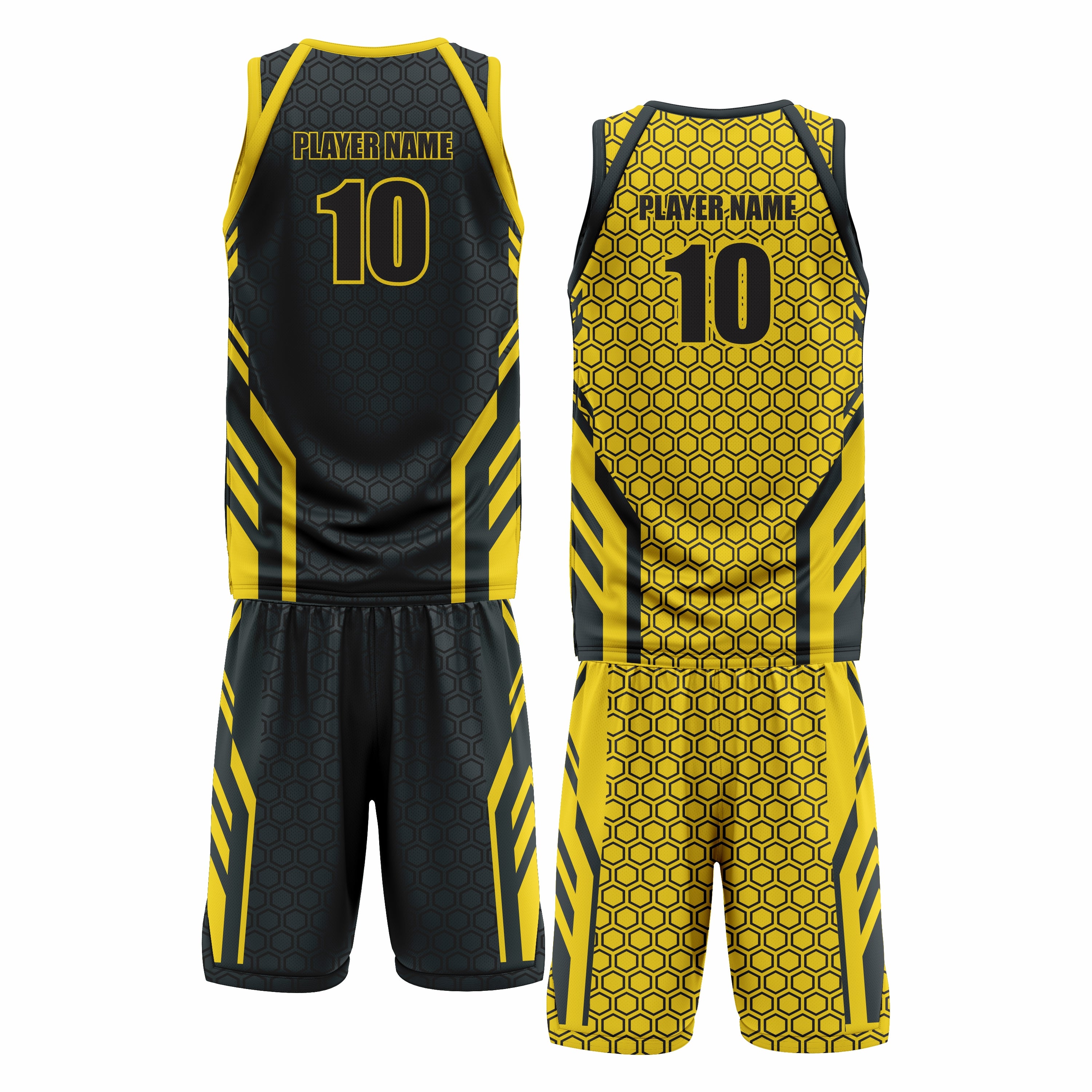 Custom Yallow Black Double Side Basketball Uniform Set | Sports Custom Uniform