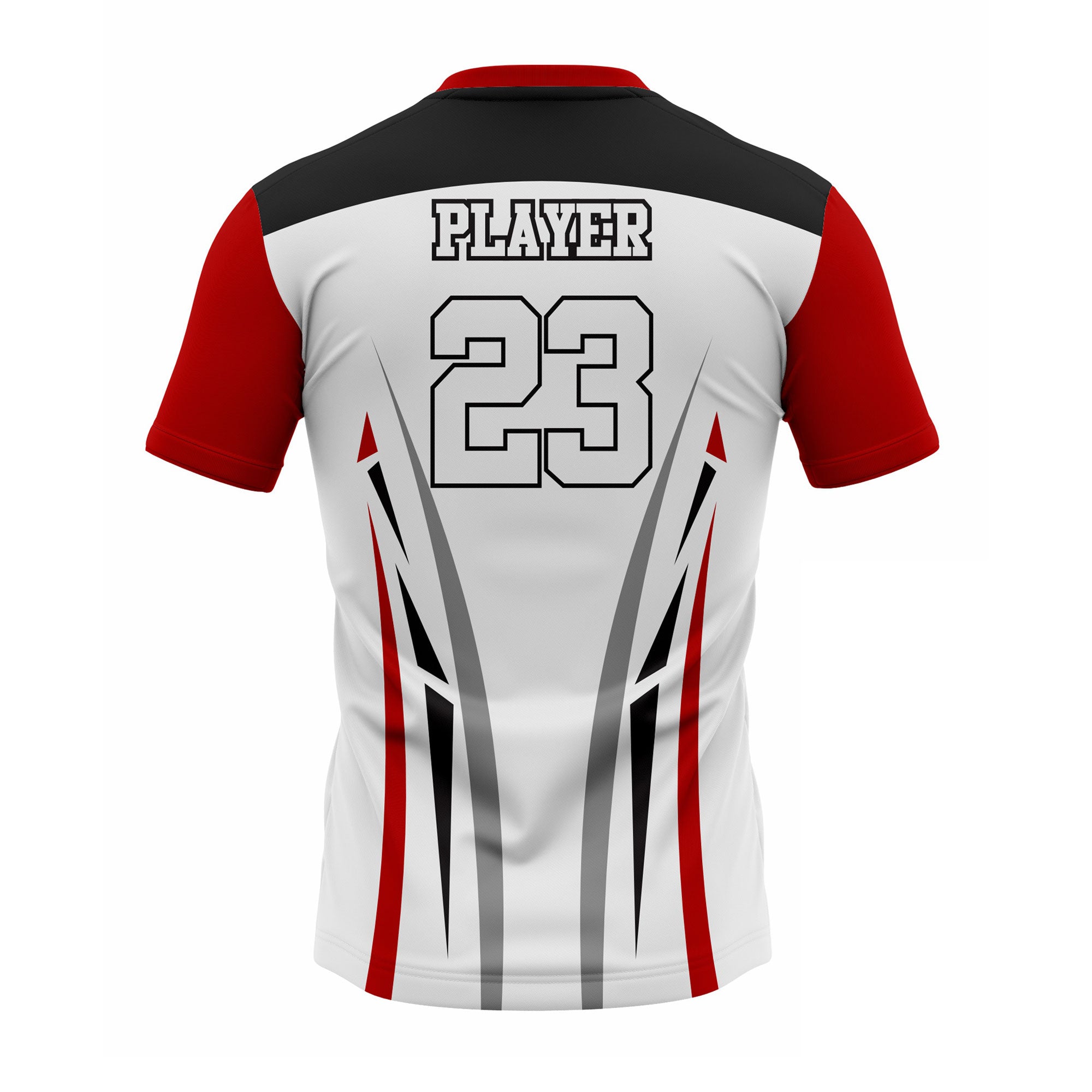 CUSTOM WHITE RED BLACK SOCCER JERSEY