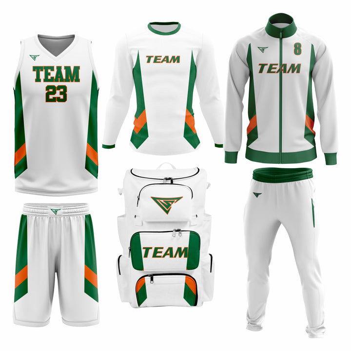 Custom Green White Basketball Team Uniform Package - All-Star
