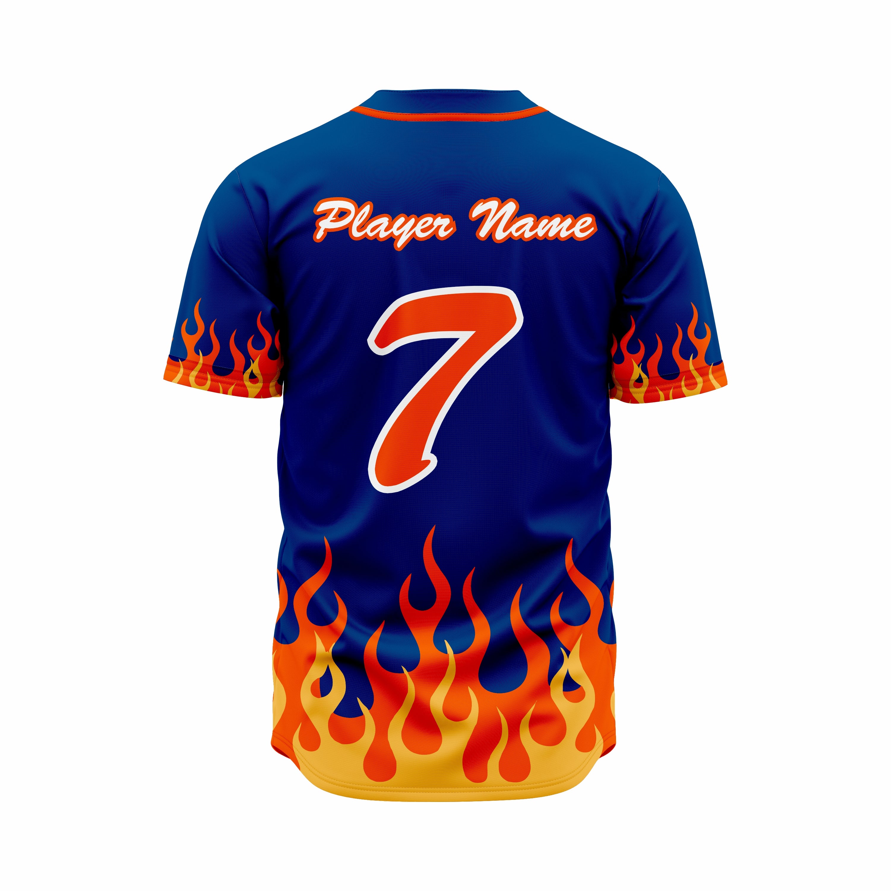 Custom Blue, Orange & Red Authentic Baseball full Buttons Jersey
