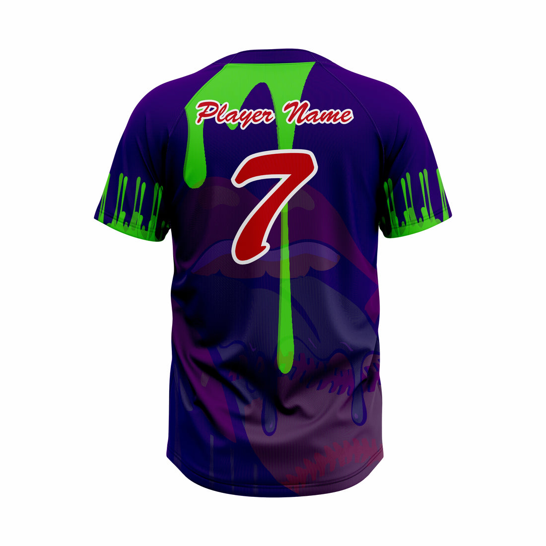 Custom Dark Blue, Red & Green Authentic Baseball two Buttons Jersey