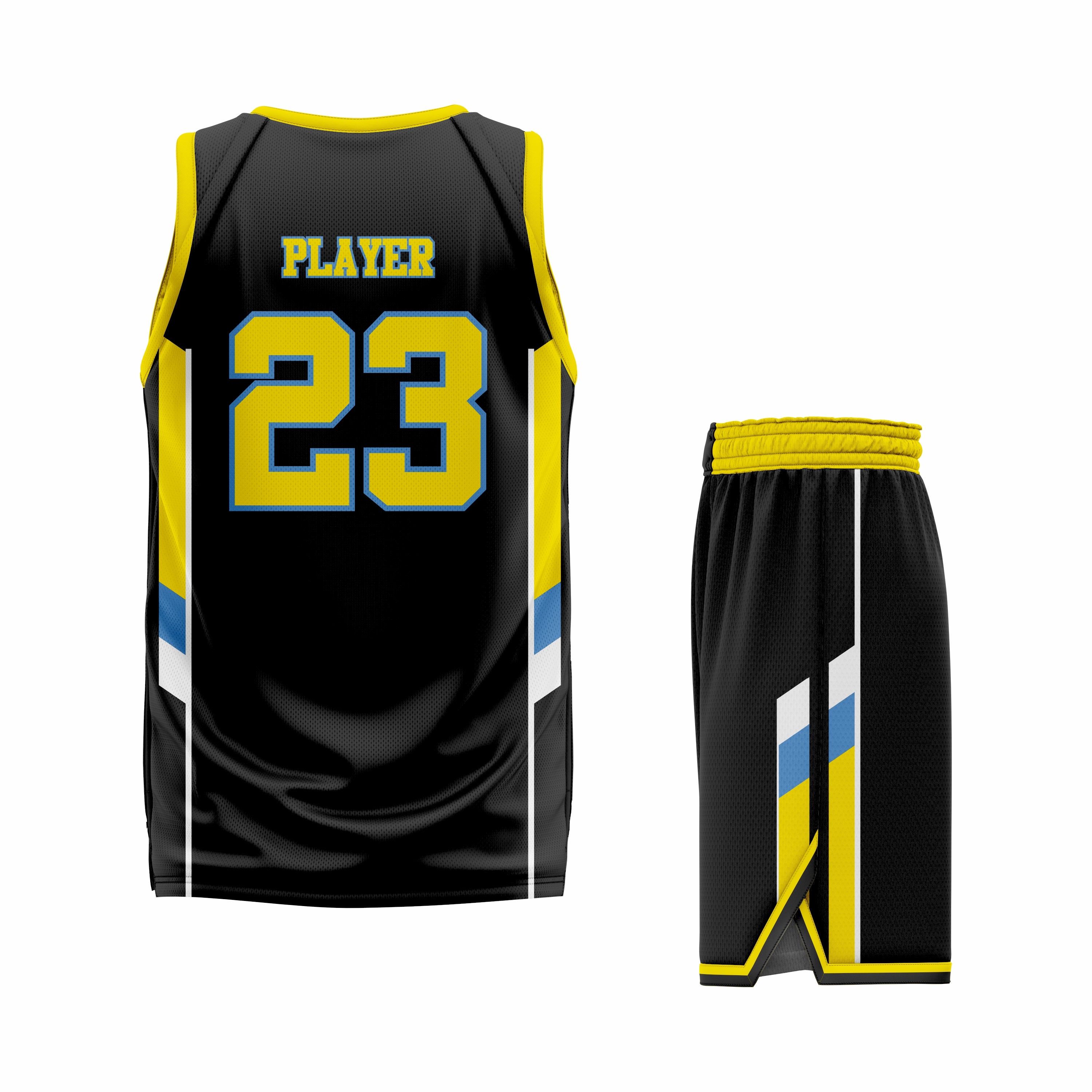 Custom Yellow Black White Basketball Uniform Set | Sports Custom Uniform
