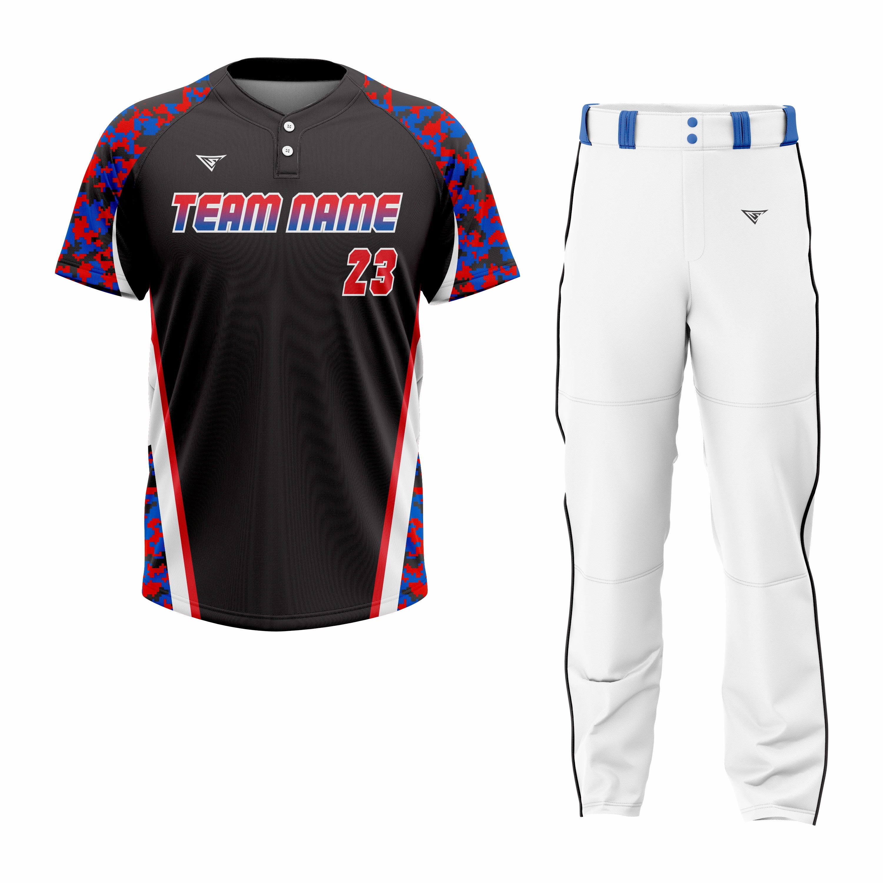 CUSTOM BLACK WHITE BASEBALL UNIFORM