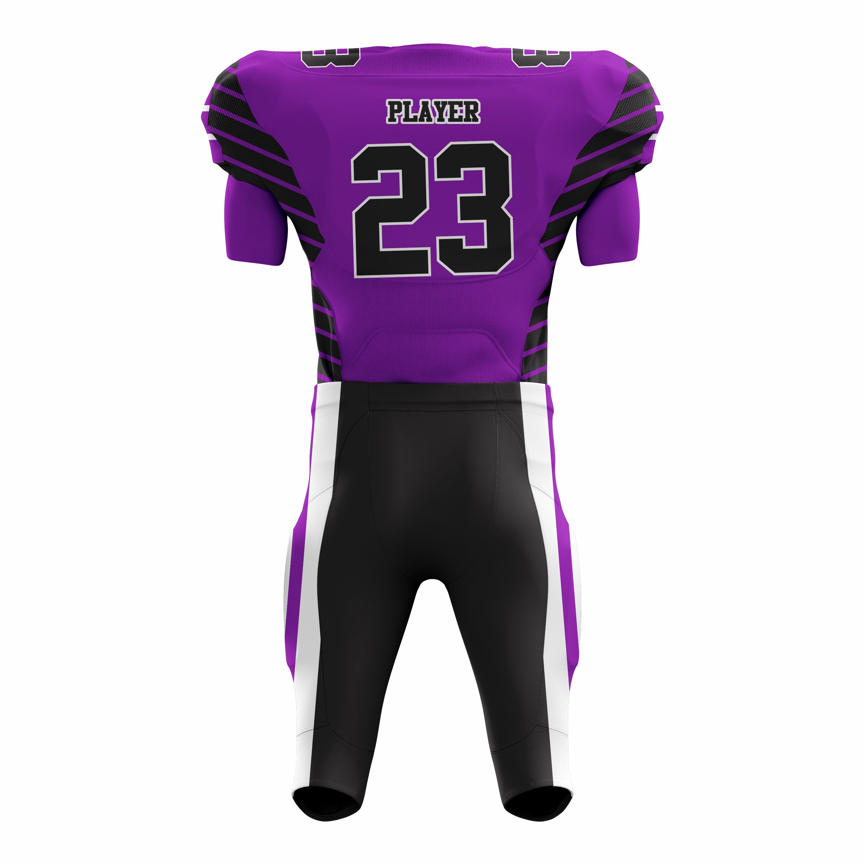 Custom Purple Black American Football Uniforms with Integrated Pads