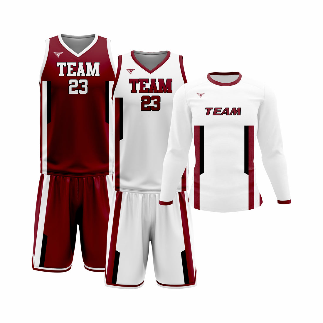 Custom Maroon White Basketball Team Uniform Package - Pro