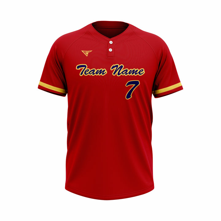 Custom Red & Green Authentic Baseball two Buttons Jersey
