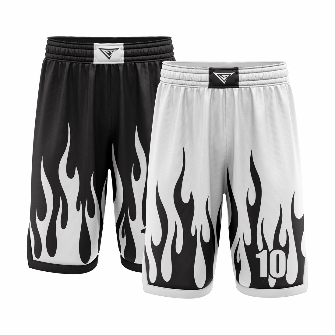 Custom White & Black Reversible Double Side Sublimation Basketball Short