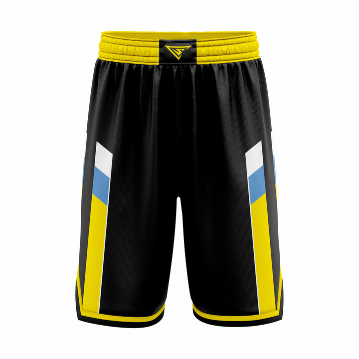 Custom Black, Yellow & Cyan Authentic Basketball Shorts