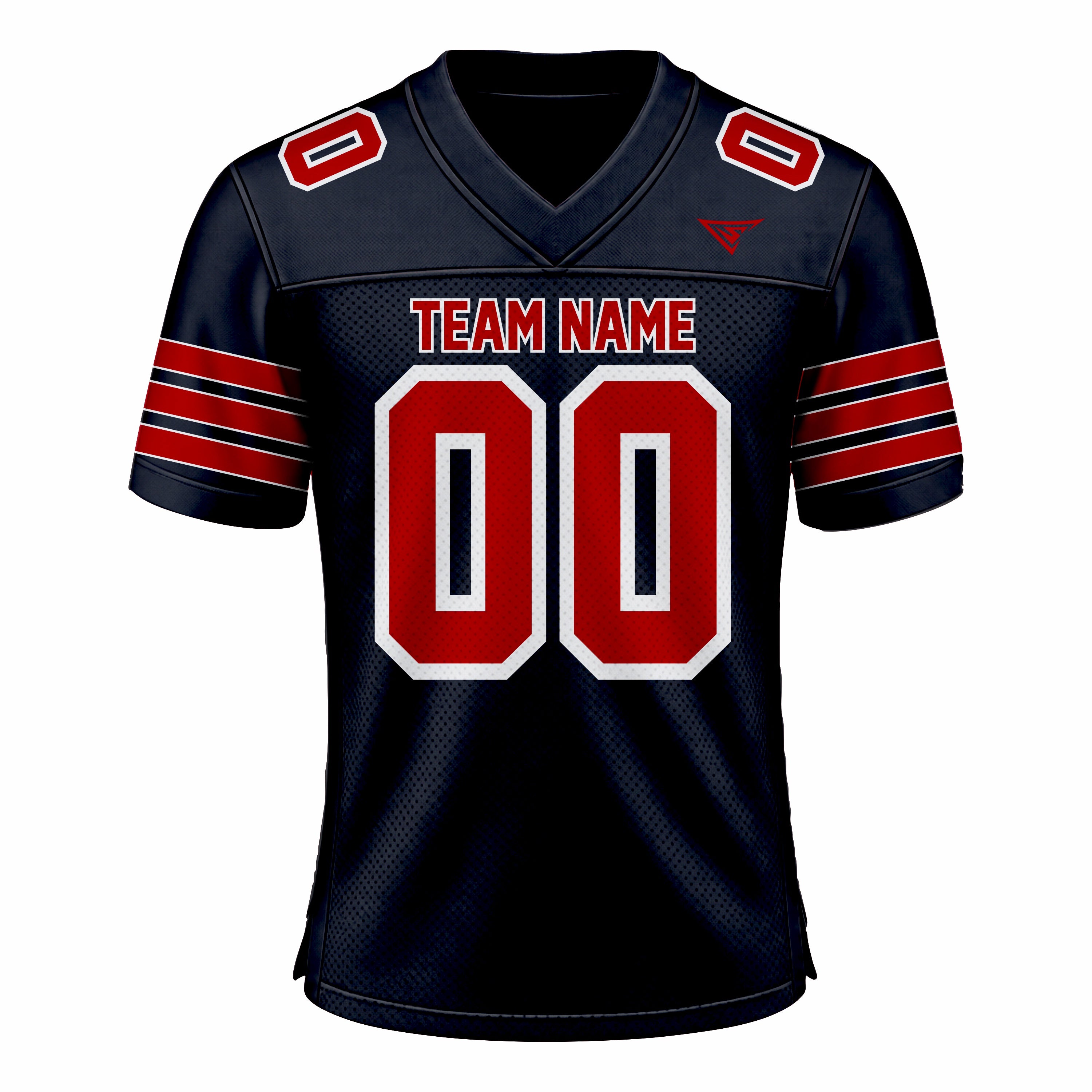Custom Dark Blue & Red American Football Fan Jersey
