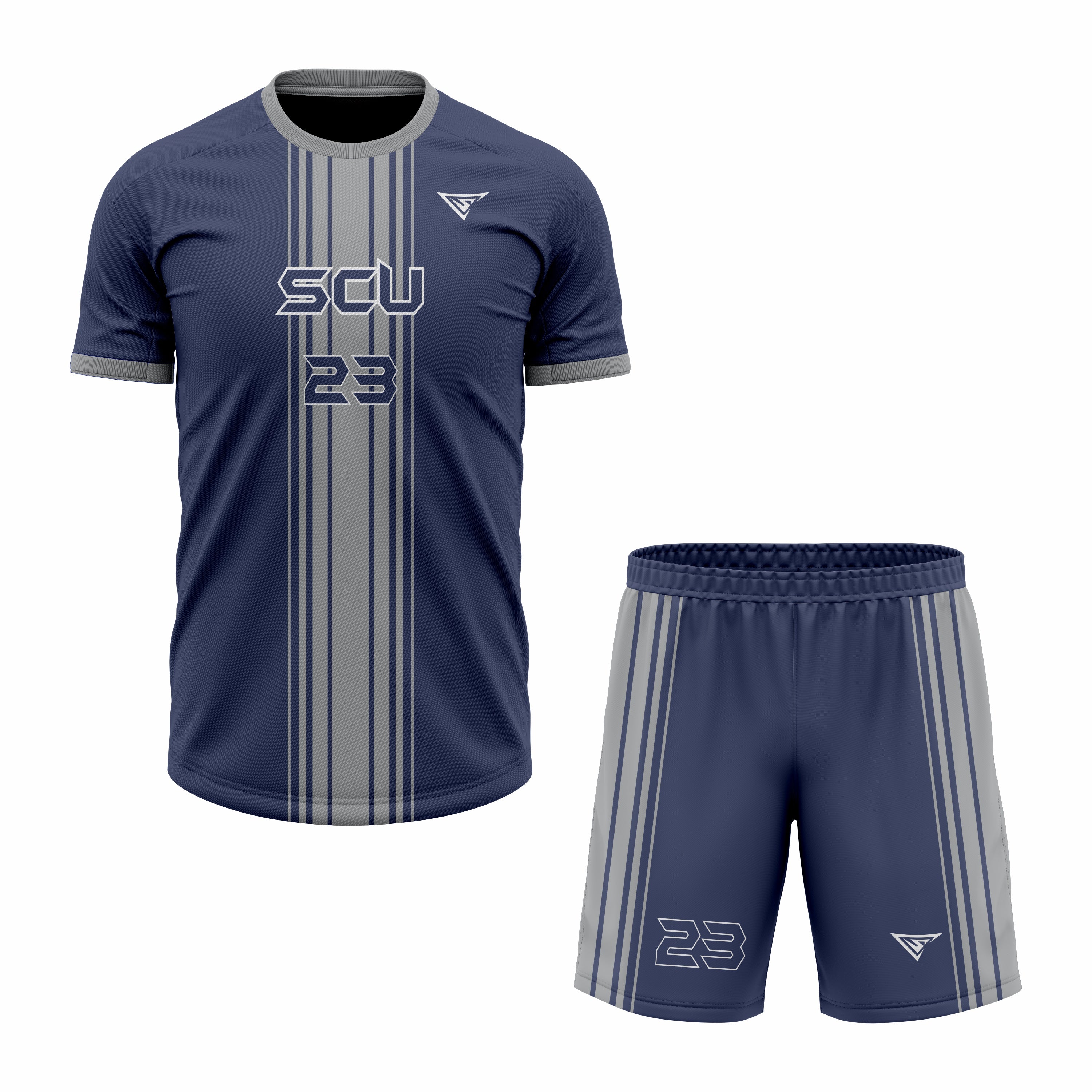 CUSTOM GREY BLUE SOCCER UNIFORM