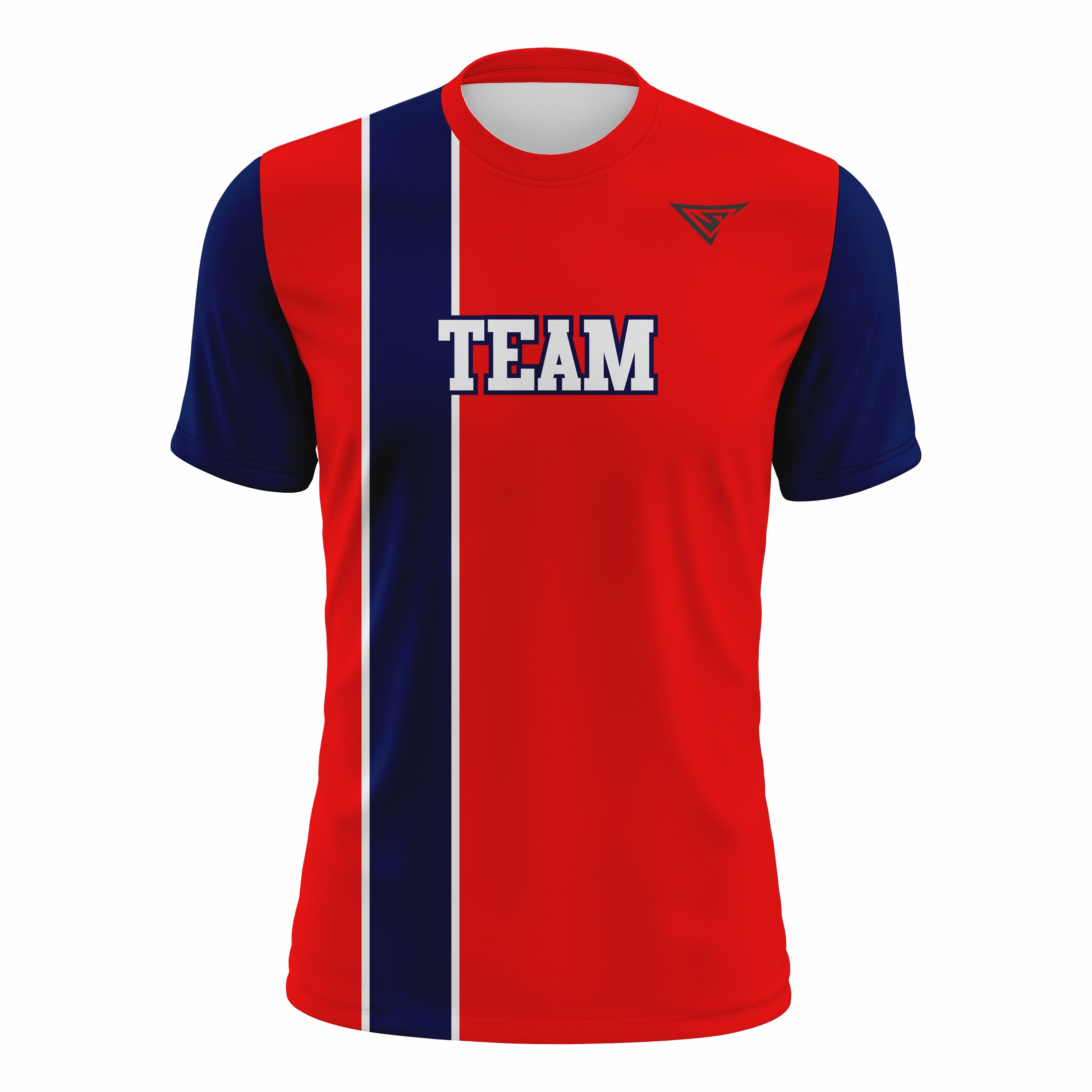Custom Red & Dark Blue Crew Neck Softball Jerseys
