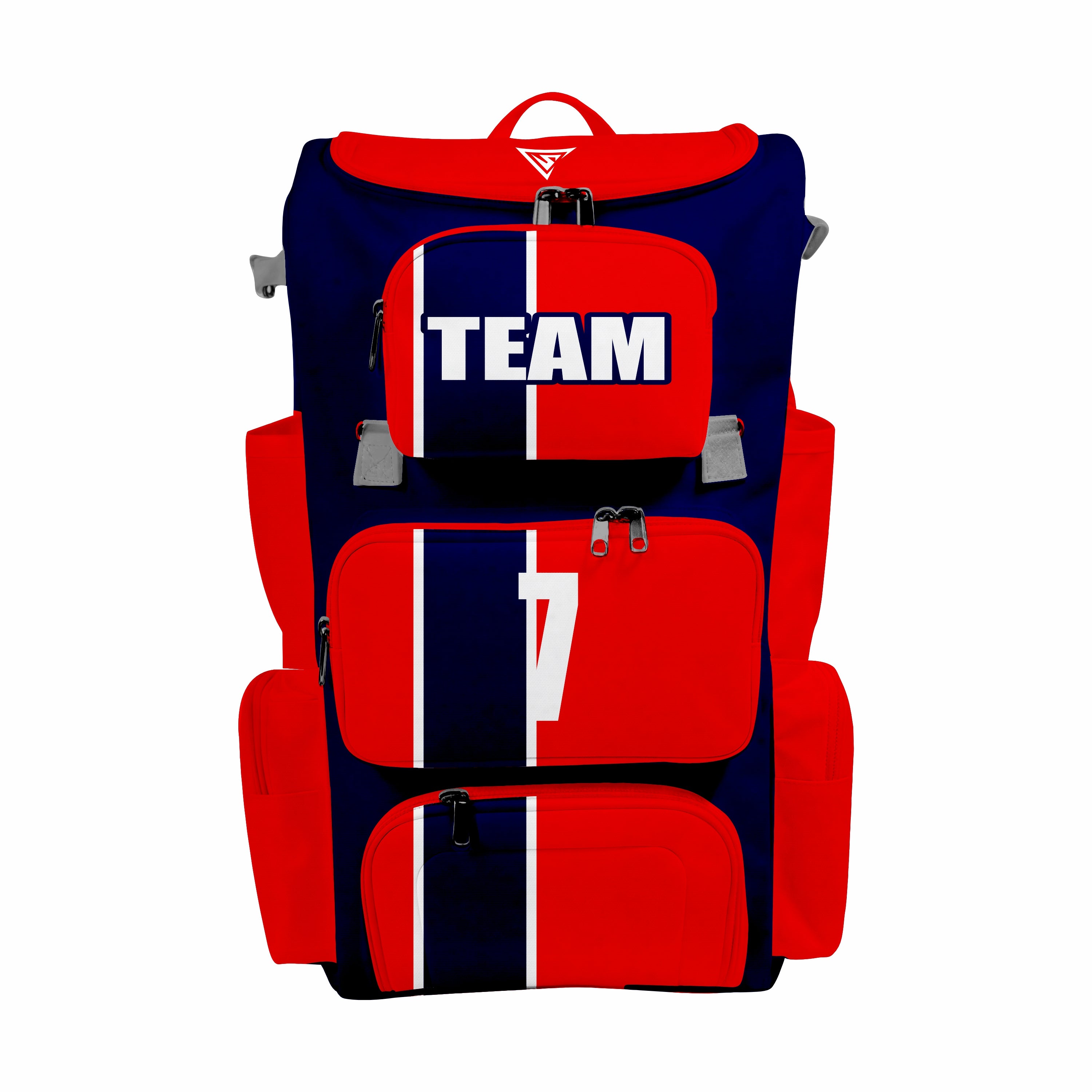 CUSTOM DARK BLUE & RED ELITE BASEBALL/SOFTBALL BACKPACKS
