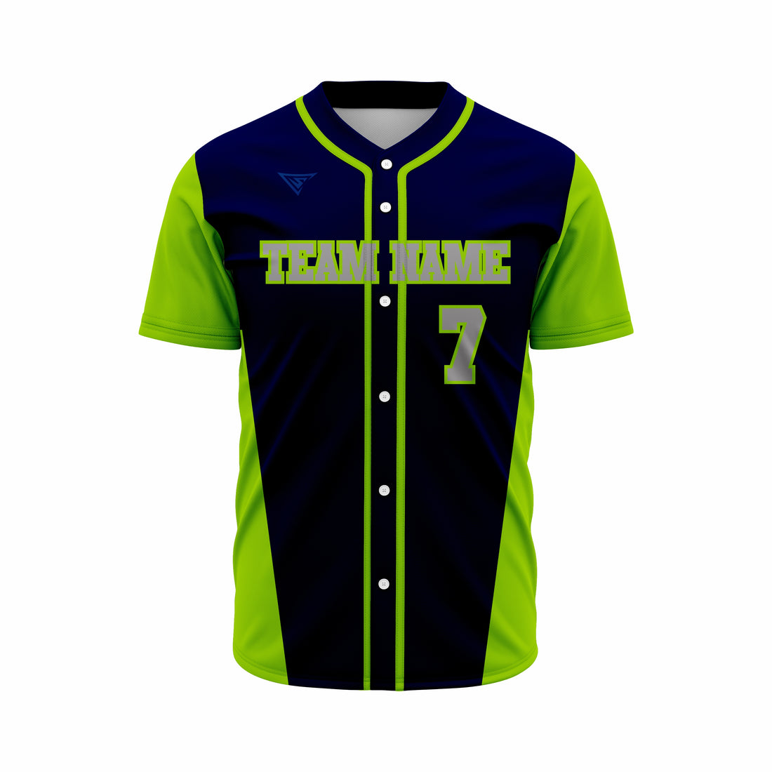 Custom Dark Blue & Green Authentic Softball full Buttons Jersey