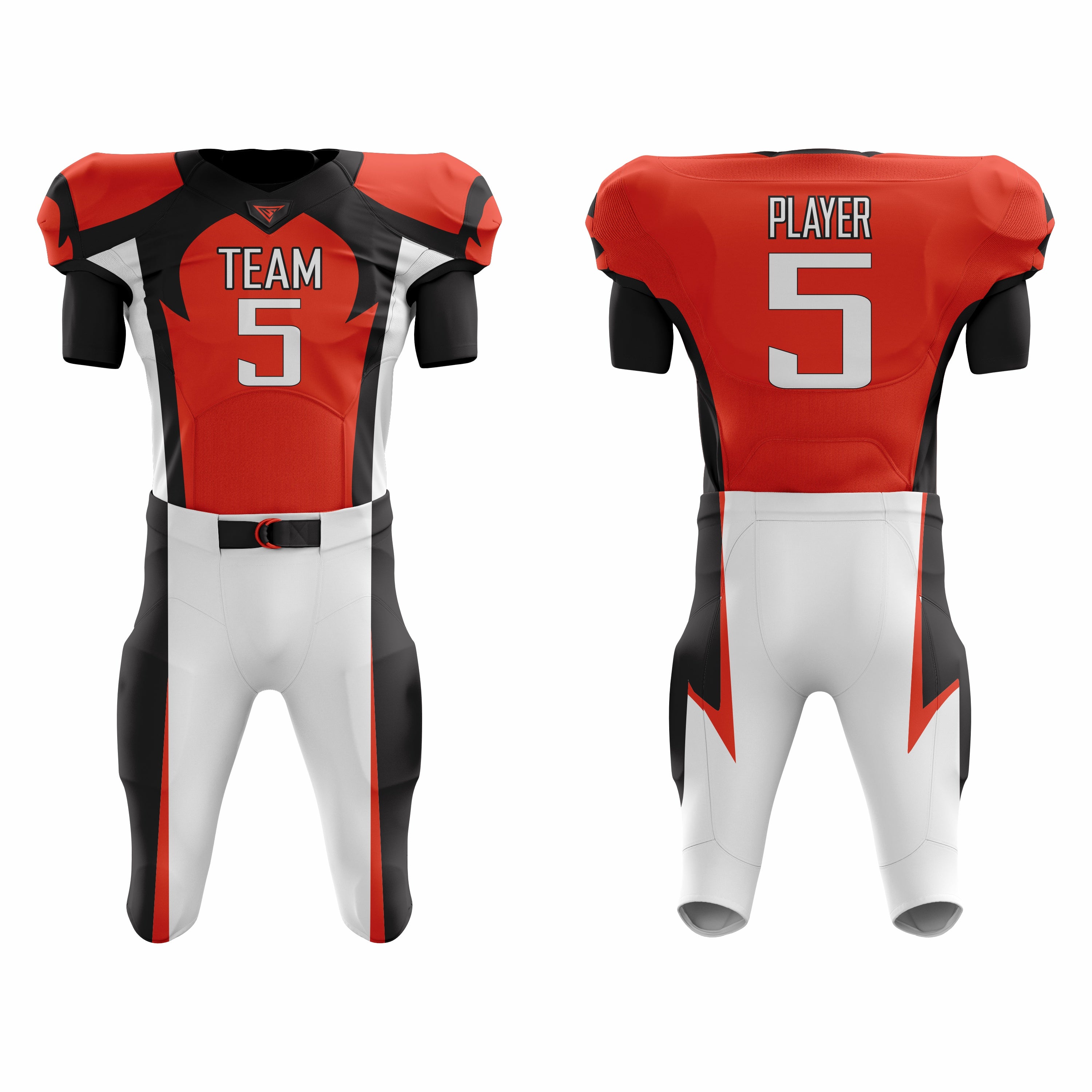 CUSTOM ORANGE BLACK WHITE AMERICAN FOOTBALL UNIFORM