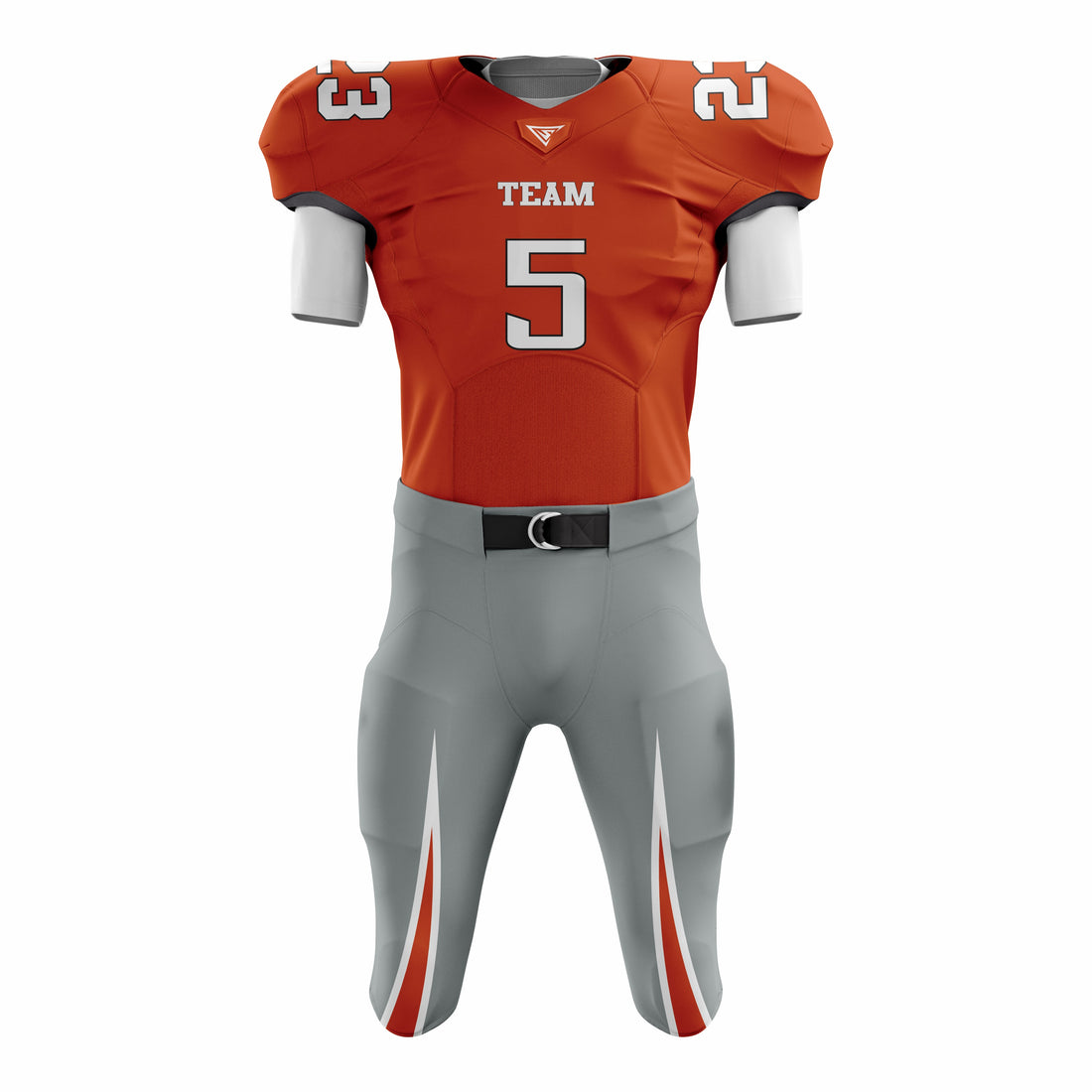 Custom Gray Orange American Football Uniforms with Integrated Pads