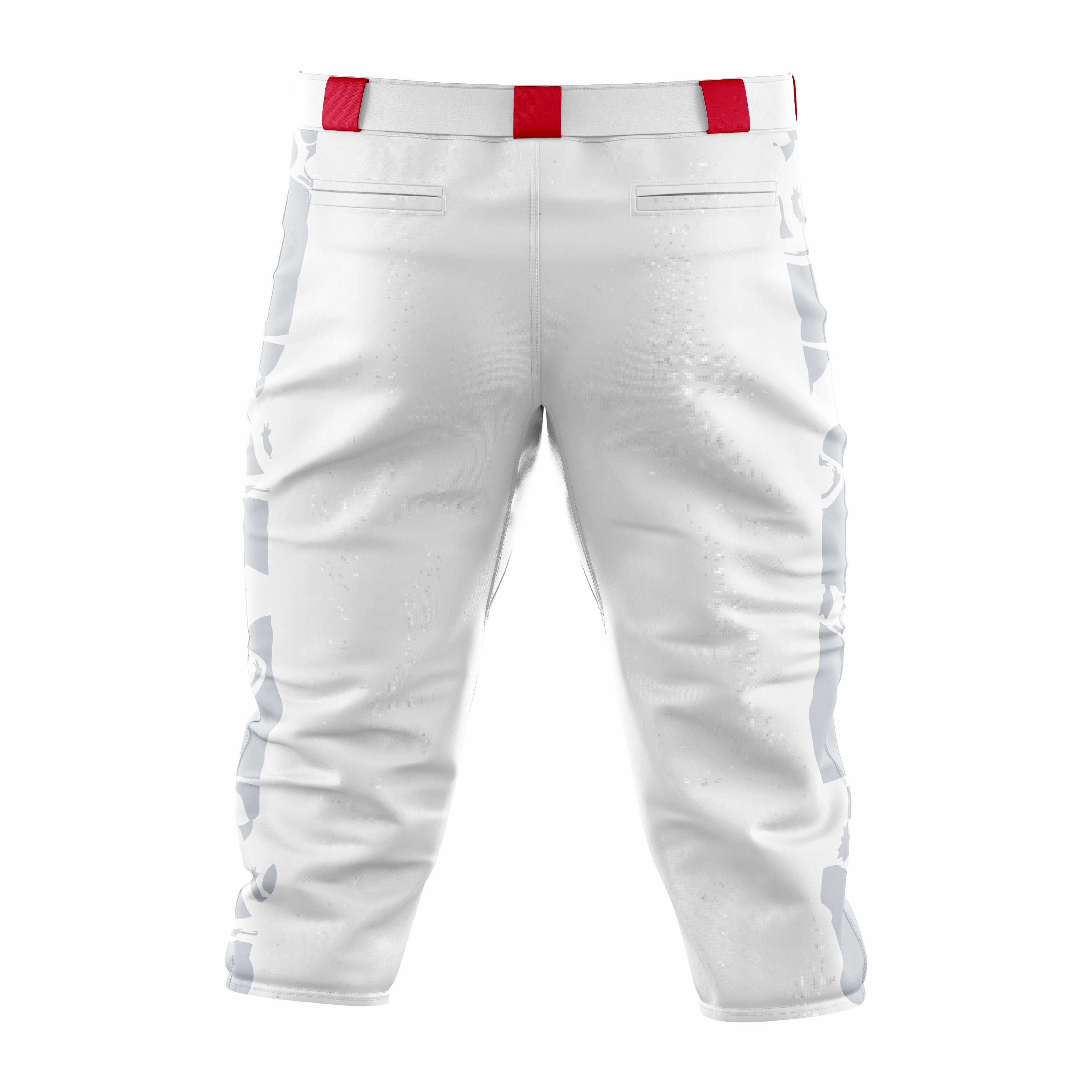 Custom White, Grey & Red Baseball Knicker Pant