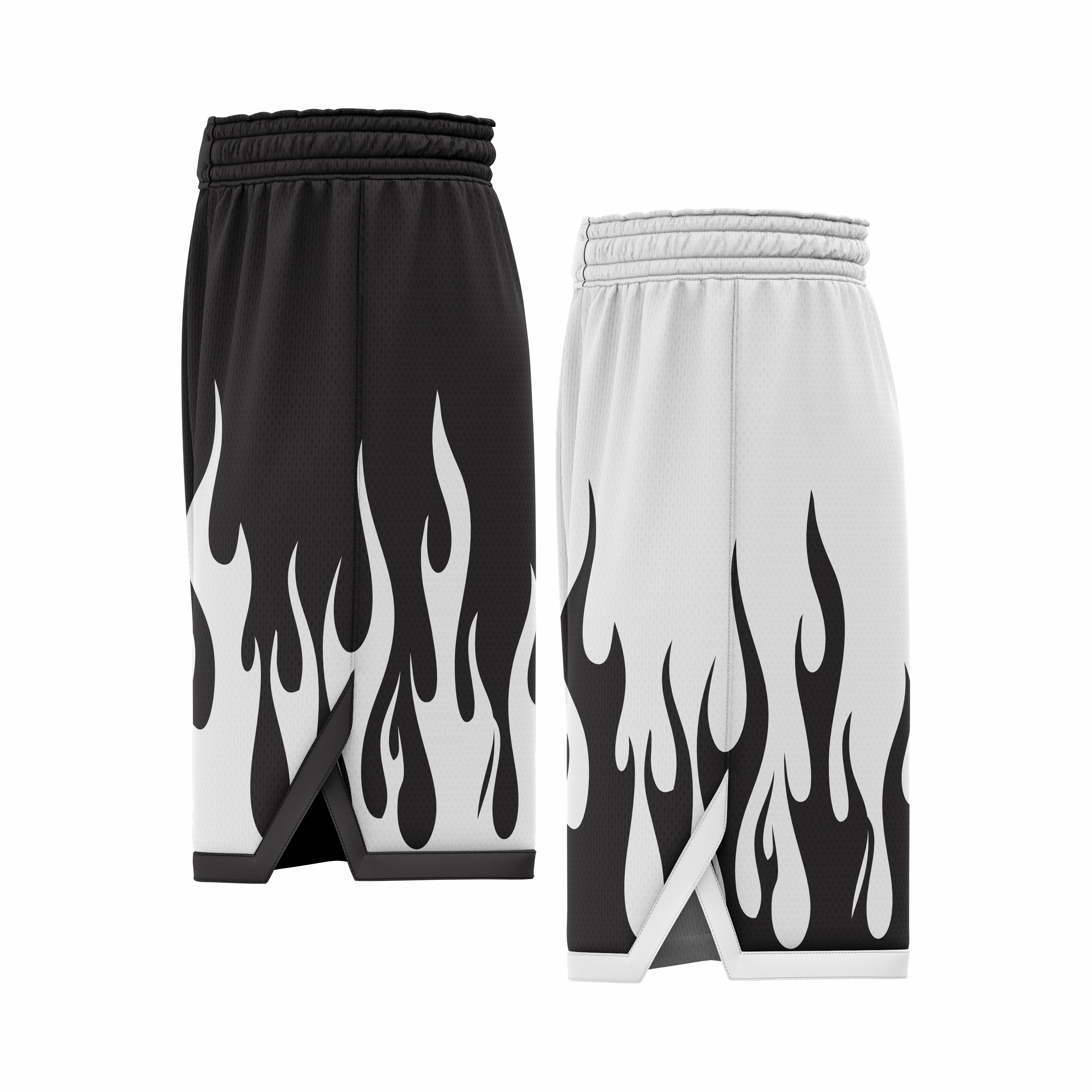 Custom White & Black Reversible Double Side Sublimation Basketball Short