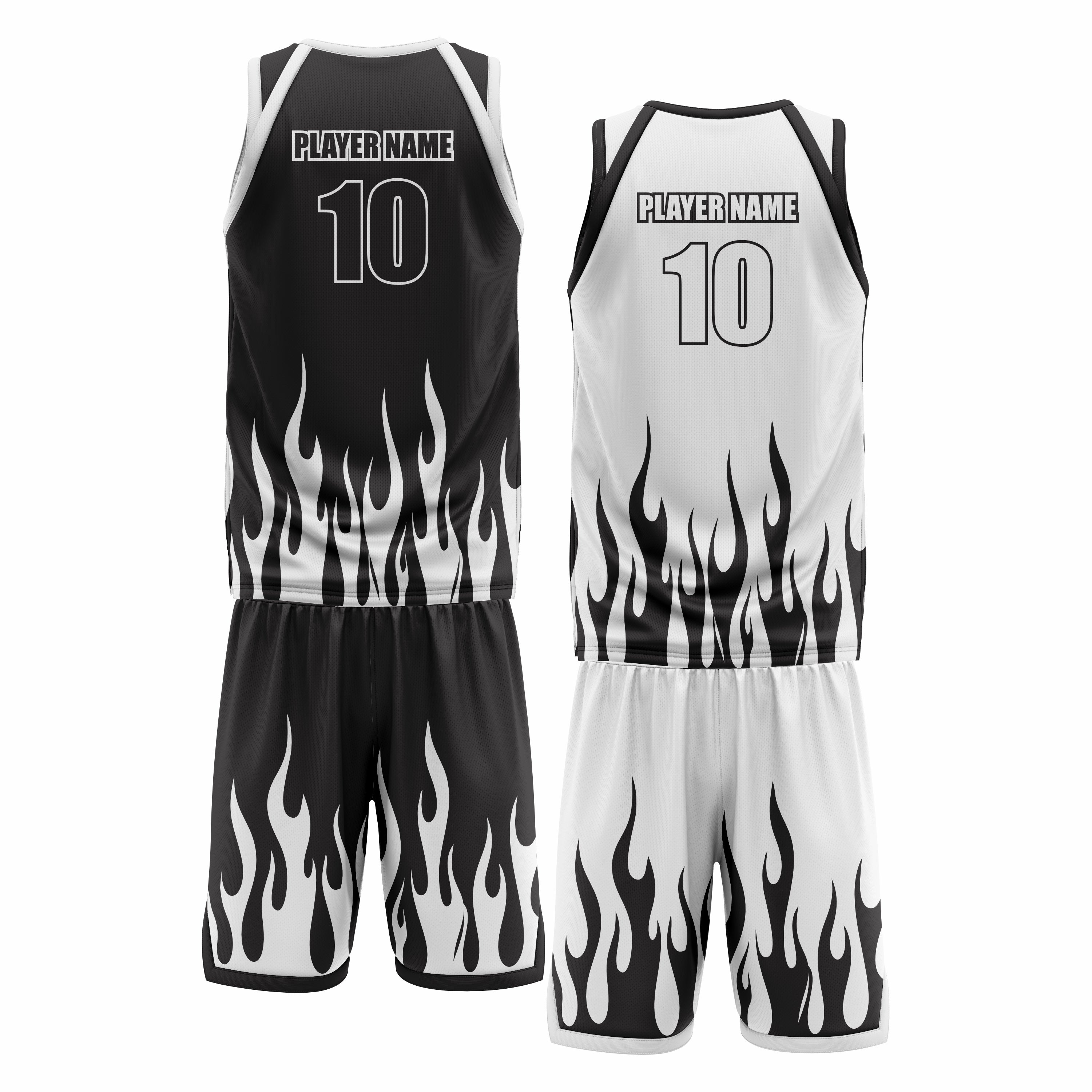 Custom White Black Double Side Basketball Uniform Set | Sports Custom Uniform