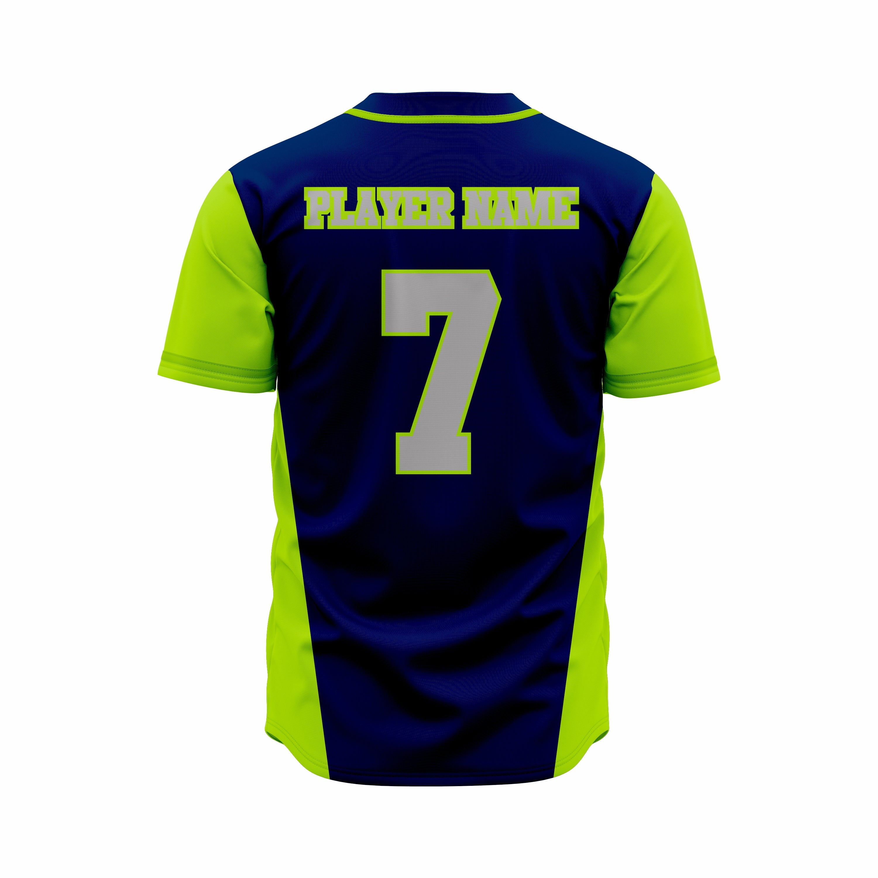 Custom Dark Blue & Green Authentic Softball full Buttons Jersey