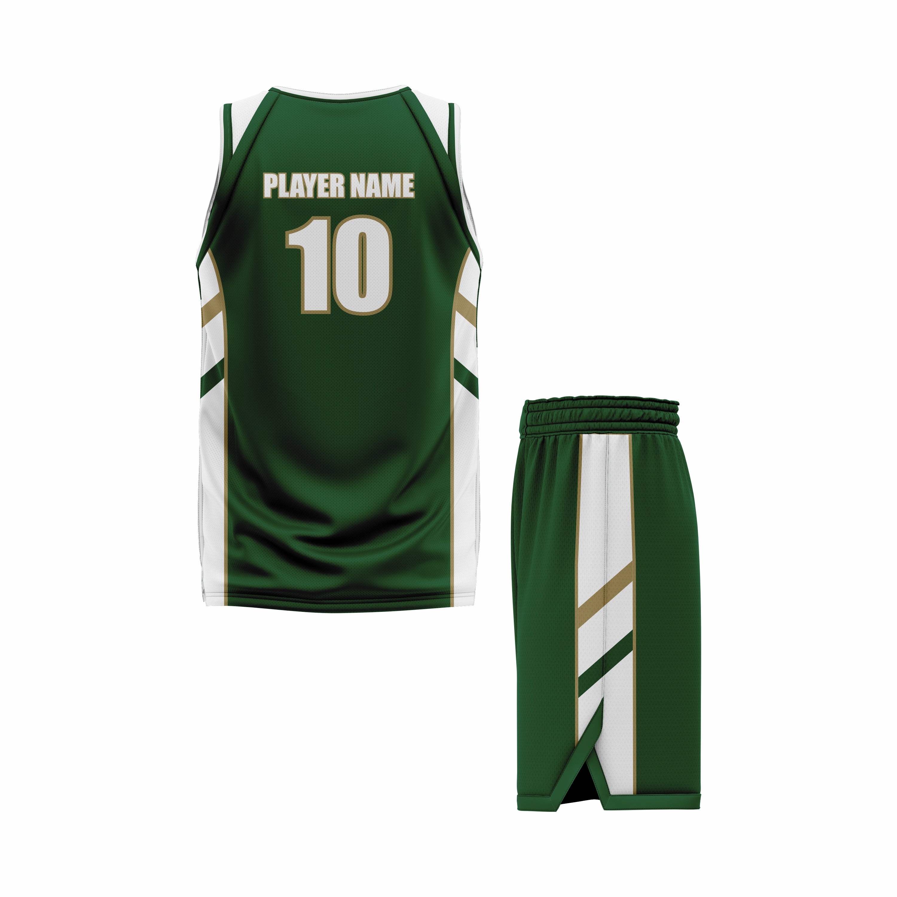 CUSTOM GREEN WHITE BASKETBALL UNIFORM