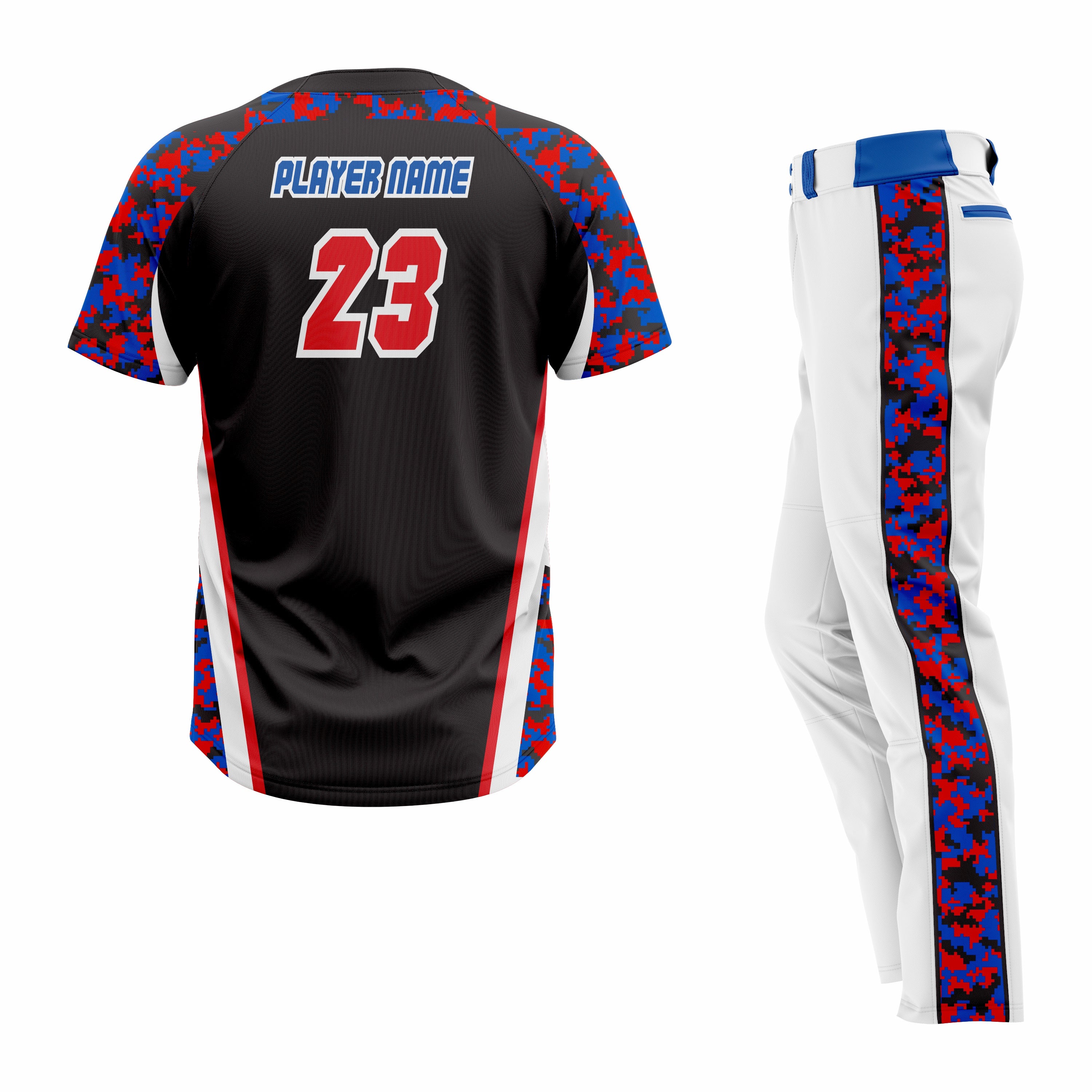 Custom Black, White & Blue Authentic Baseball Uniform