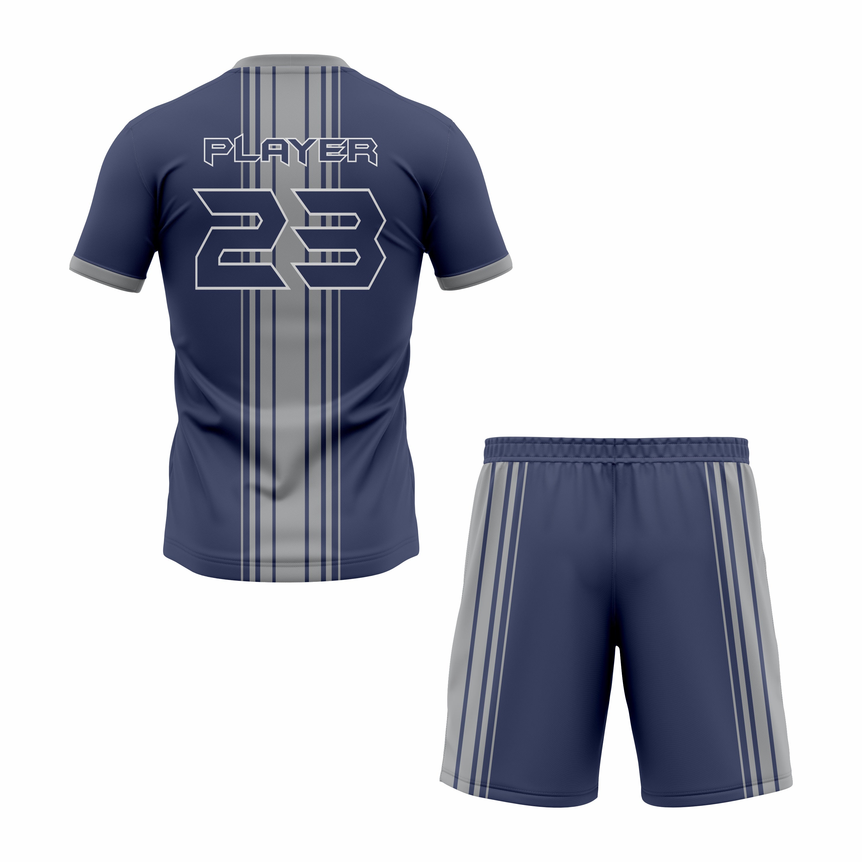 CUSTOM GREY BLUE SOCCER UNIFORM