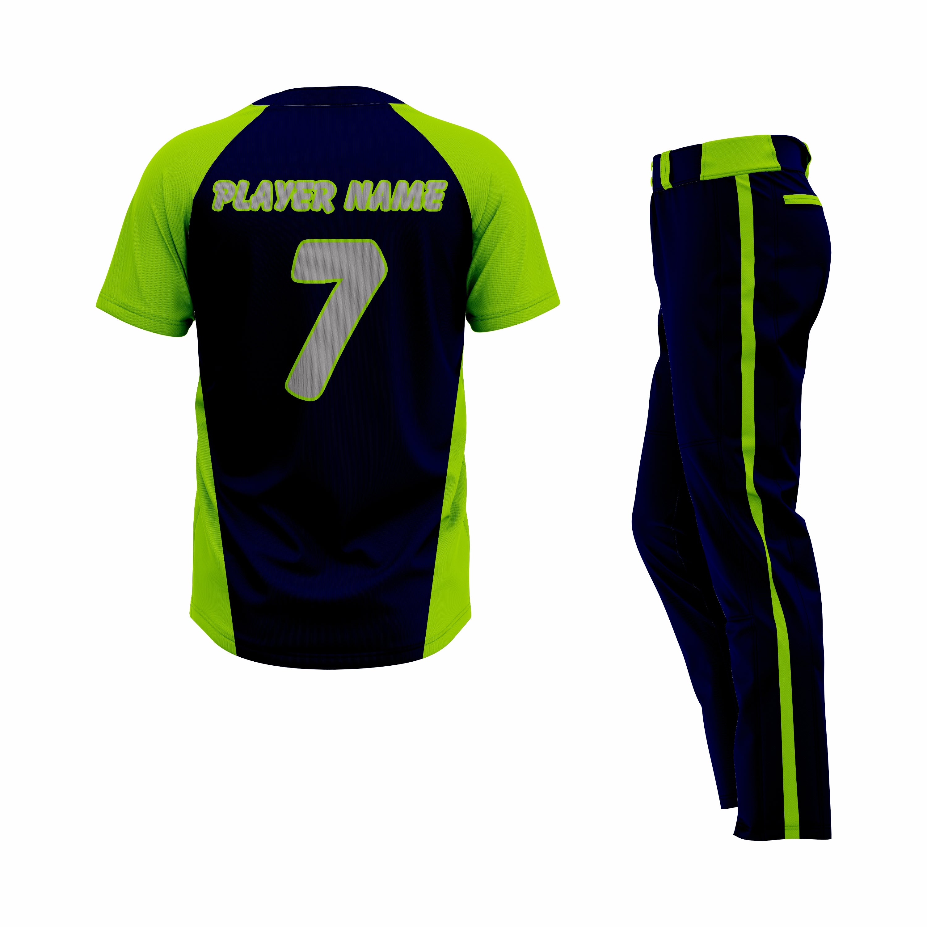 Custom Dark Blue & Green Authentic Softball Uniform
