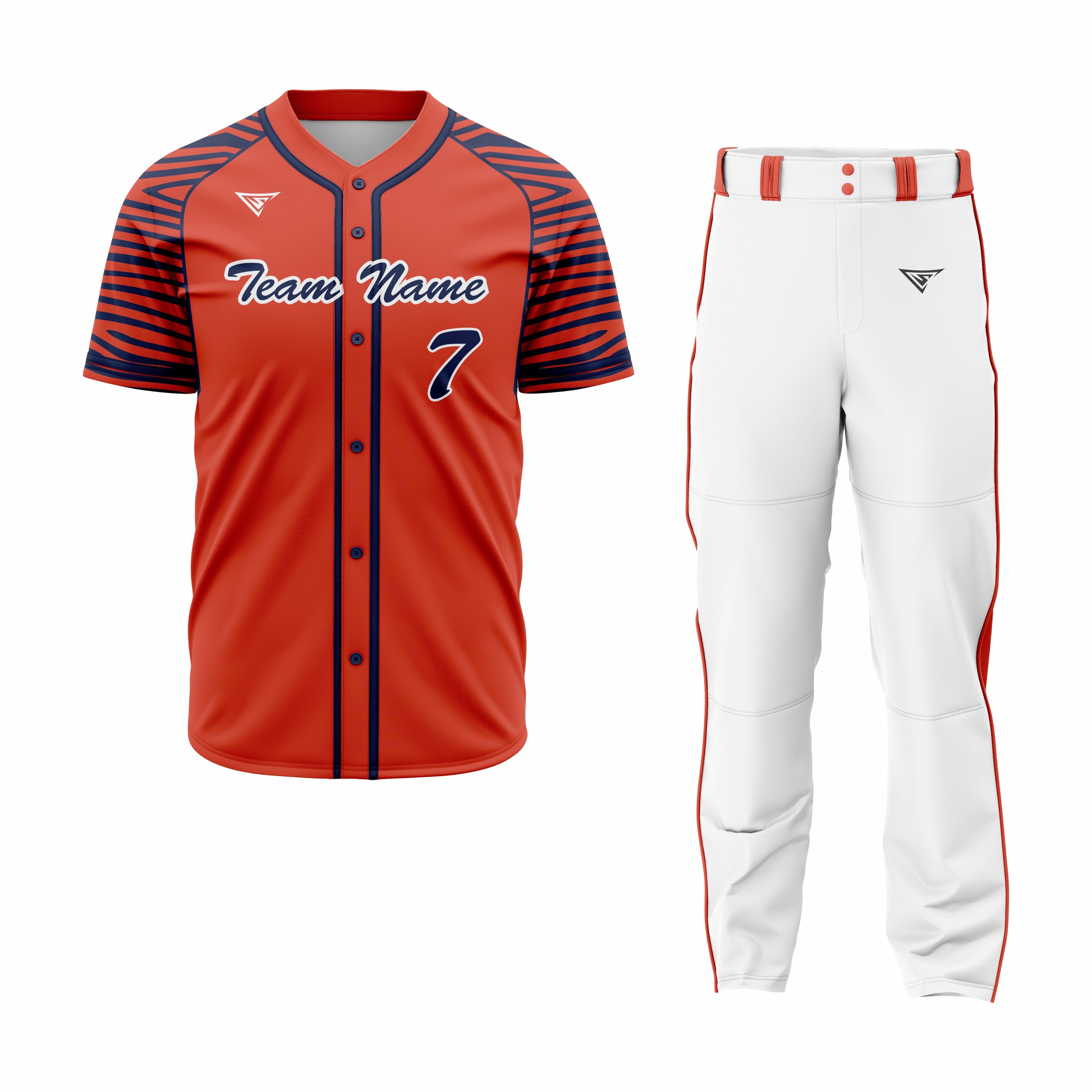 Custom Red Navy Blue Pinstripe Authentic Baseball Uniform – Sports