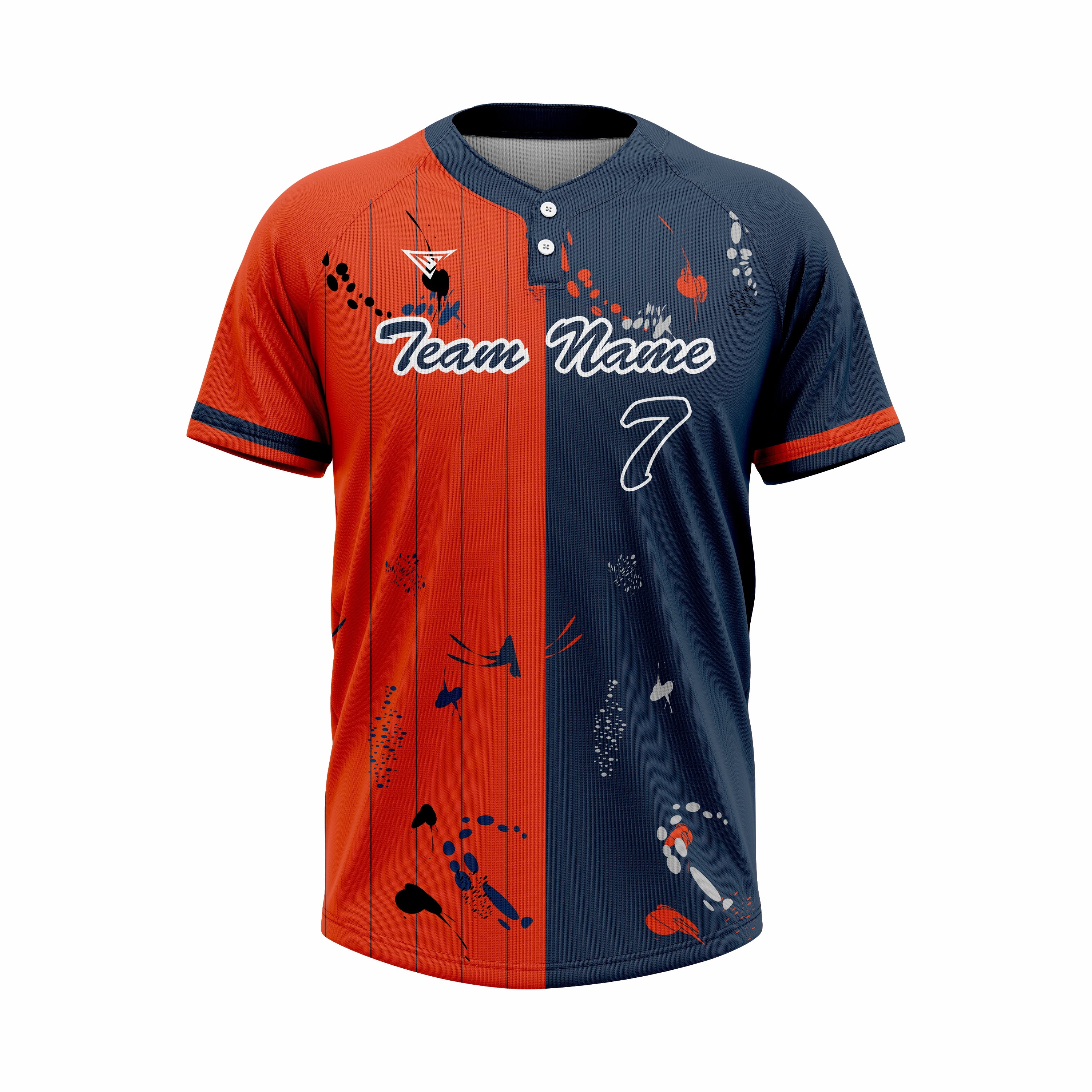Custom Dark Blue & Red Authentic Baseball two Buttons Jersey
