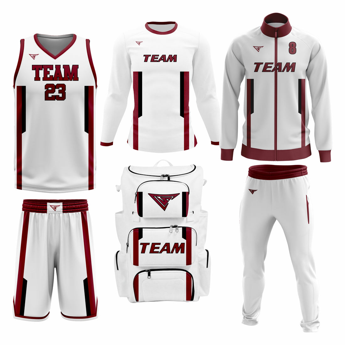 Custom Maroon White Basketball Team Uniform Package - All-Star