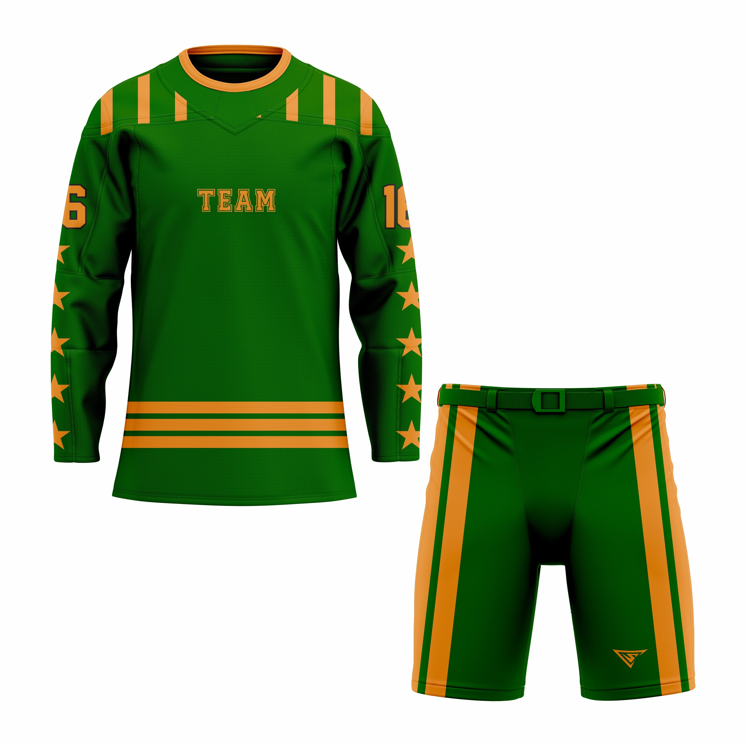 CUSTOM GREEN YELLOW HOCKEY UNIFORM