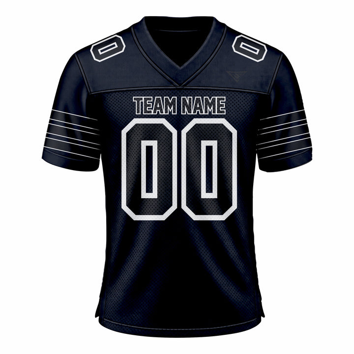 Custom Dark Blue & Black American Football Fan Jersey