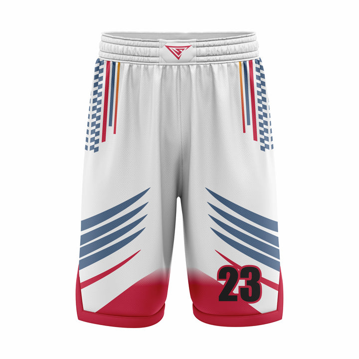 Custom White Red Blue Authentic Basketball Shorts