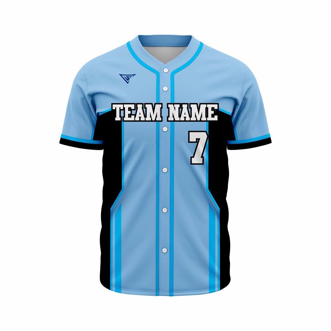 Custom Cyan, Blue & Black Authentic Softball full Buttons Jersey