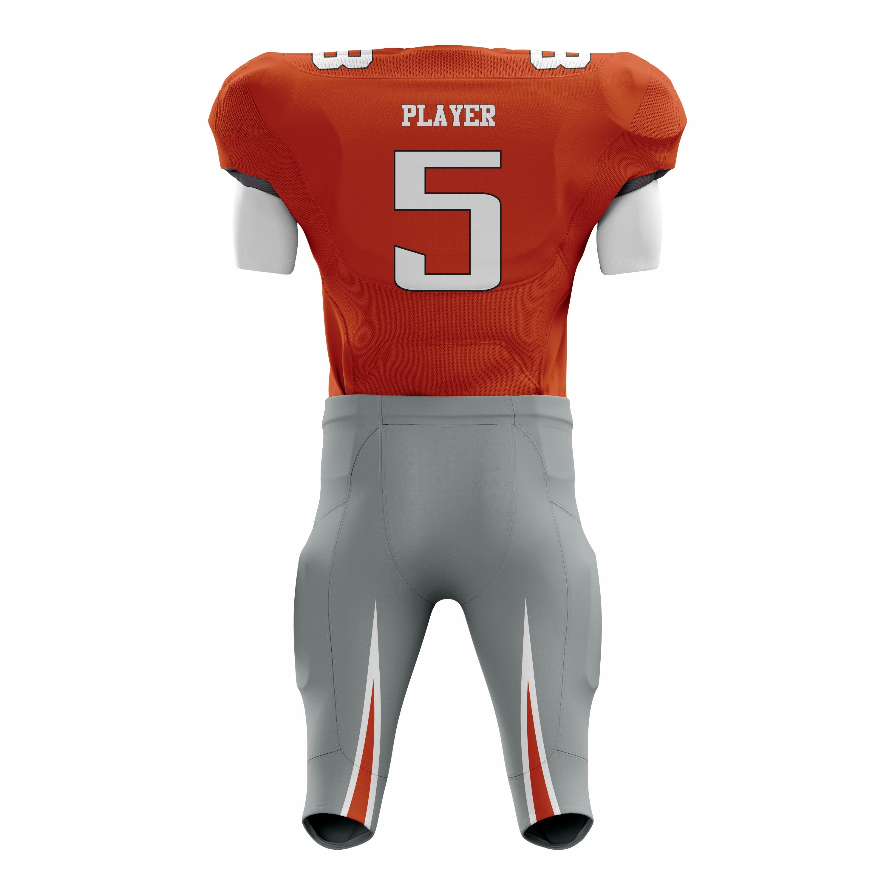 Custom Gray Orange American Football Uniforms with Integrated Pads