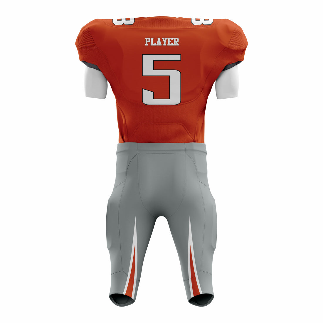 Custom Gray Orange American Football Uniforms with Integrated Pads