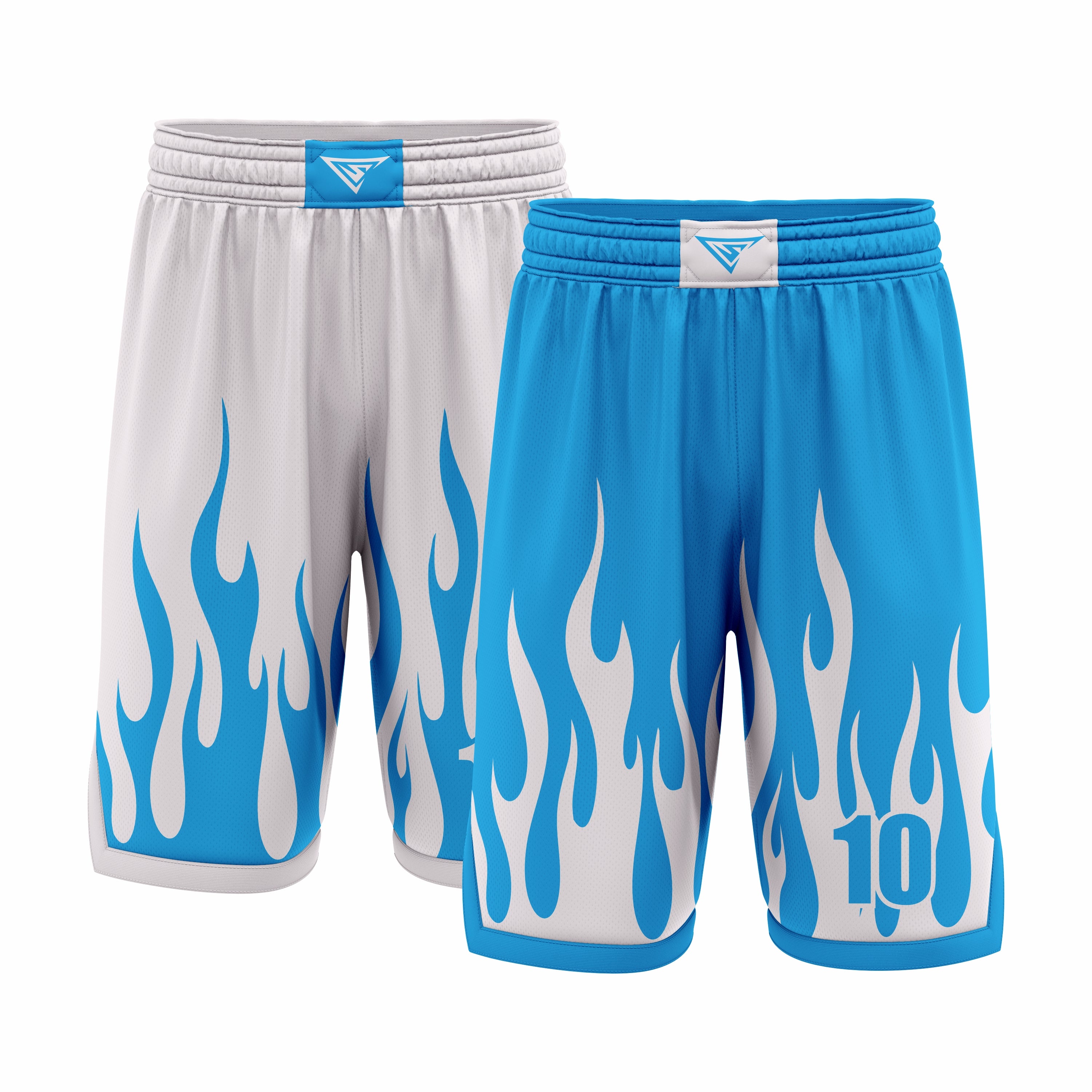 Custom Blue & White Reversible Double Side Sublimation Basketball Short