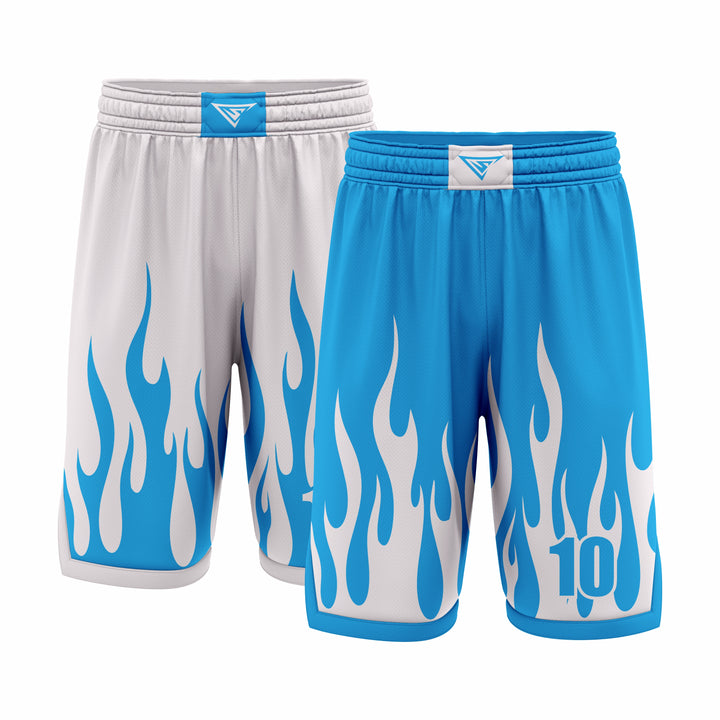 Custom Blue & White Reversible Double Side Sublimation Basketball Short