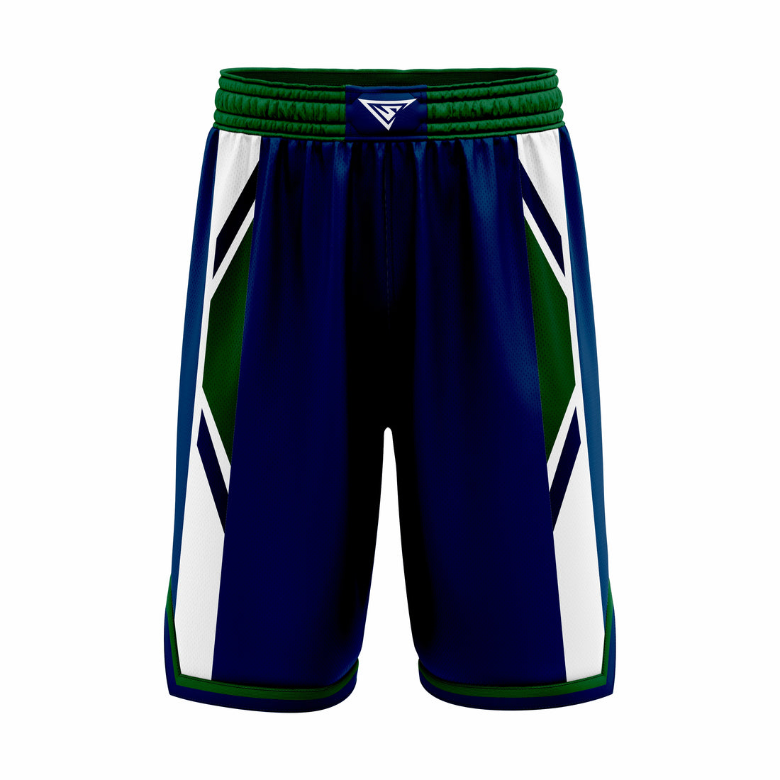 Custom Blue, Green & White Authentic Basketball Shorts