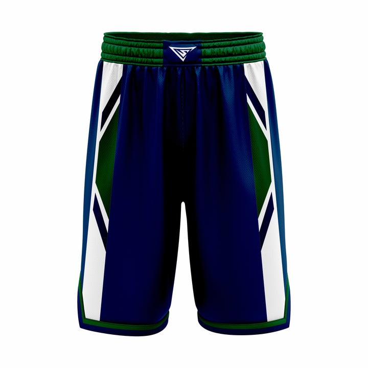 Custom Blue, Green & White Authentic Basketball Shorts