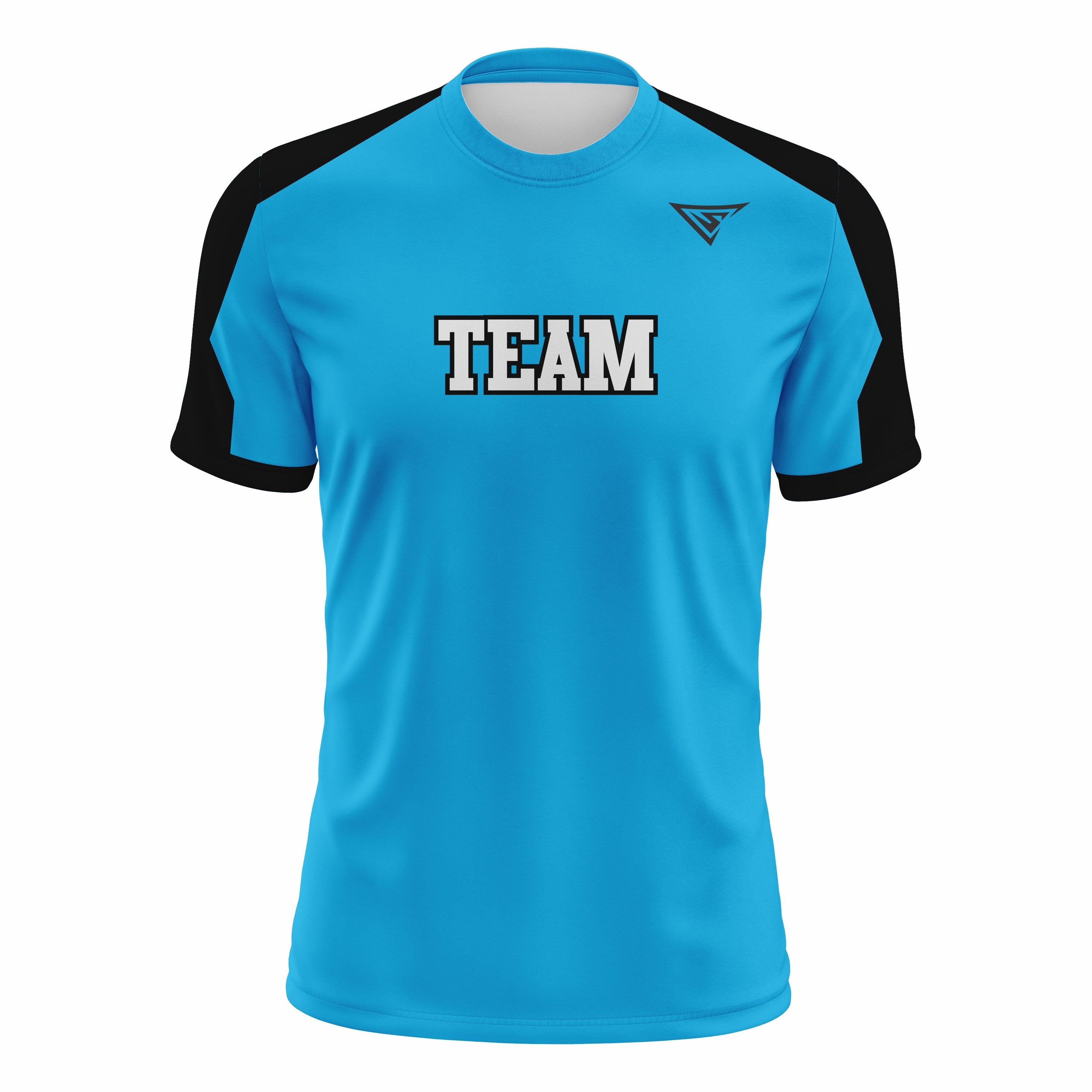 Custom Blue, Black & White Crew Neck Softball Jerseys