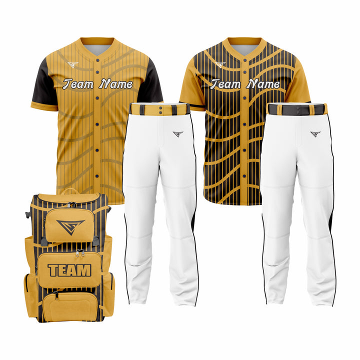 CUSTOM GREEN, WHITE & BLACK BASEBALL TEAM UNIFORM PACKAGE - ALL-STAR