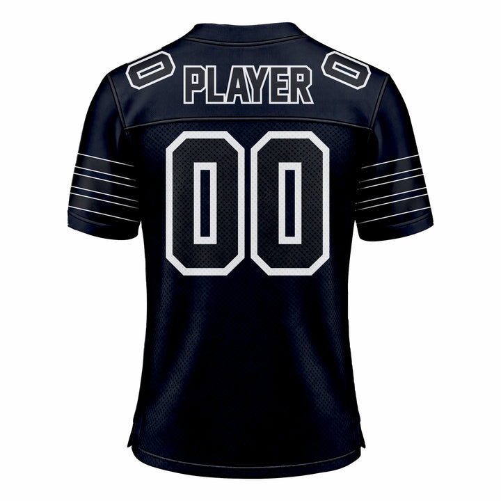 Custom Dark Blue & Black American Football Fan Jersey