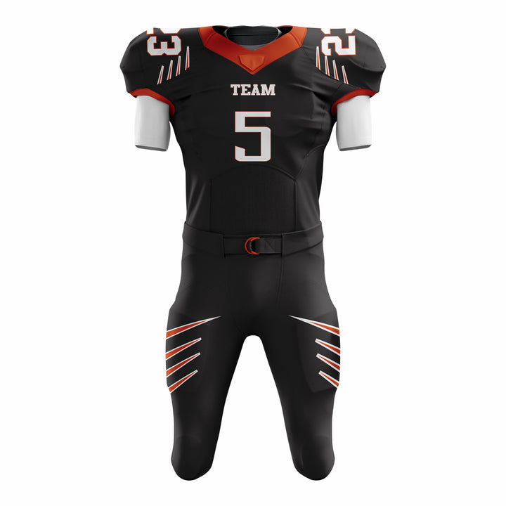 Custom Black Red American Football Uniforms with Integrated Pads