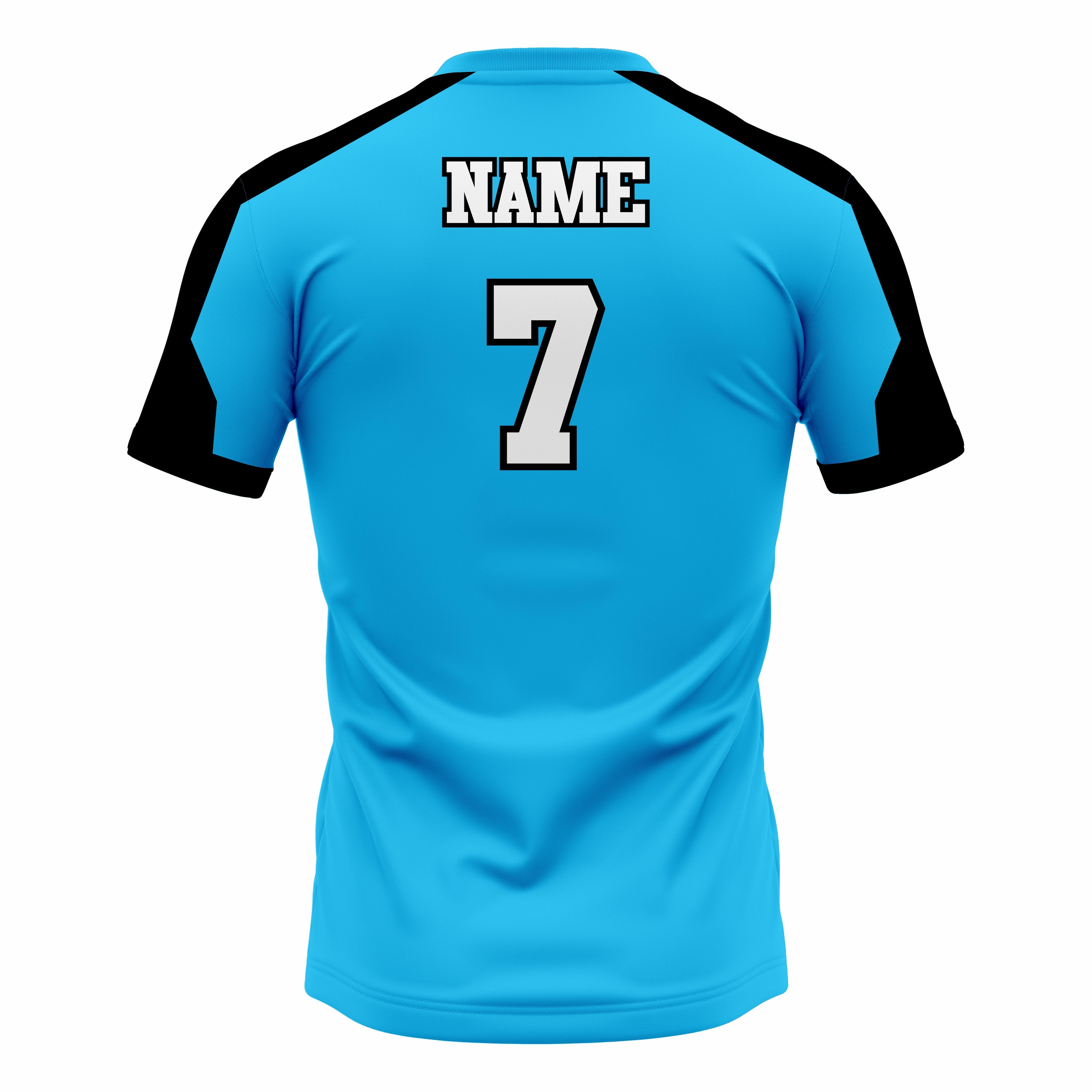 Custom Blue, Black & White Crew Neck Softball Jerseys