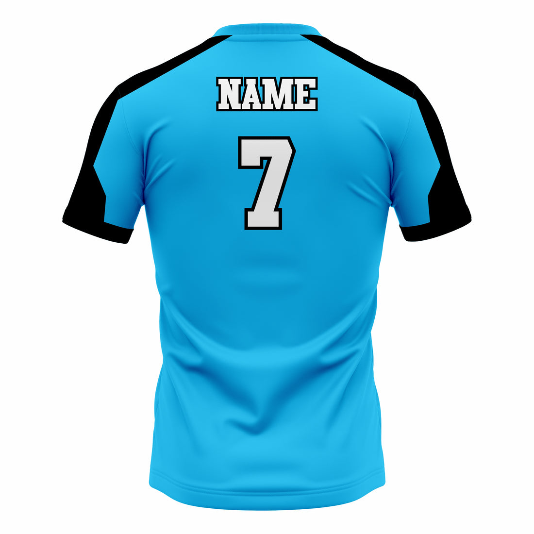 Custom Blue, Black & White Crew Neck Softball Jerseys