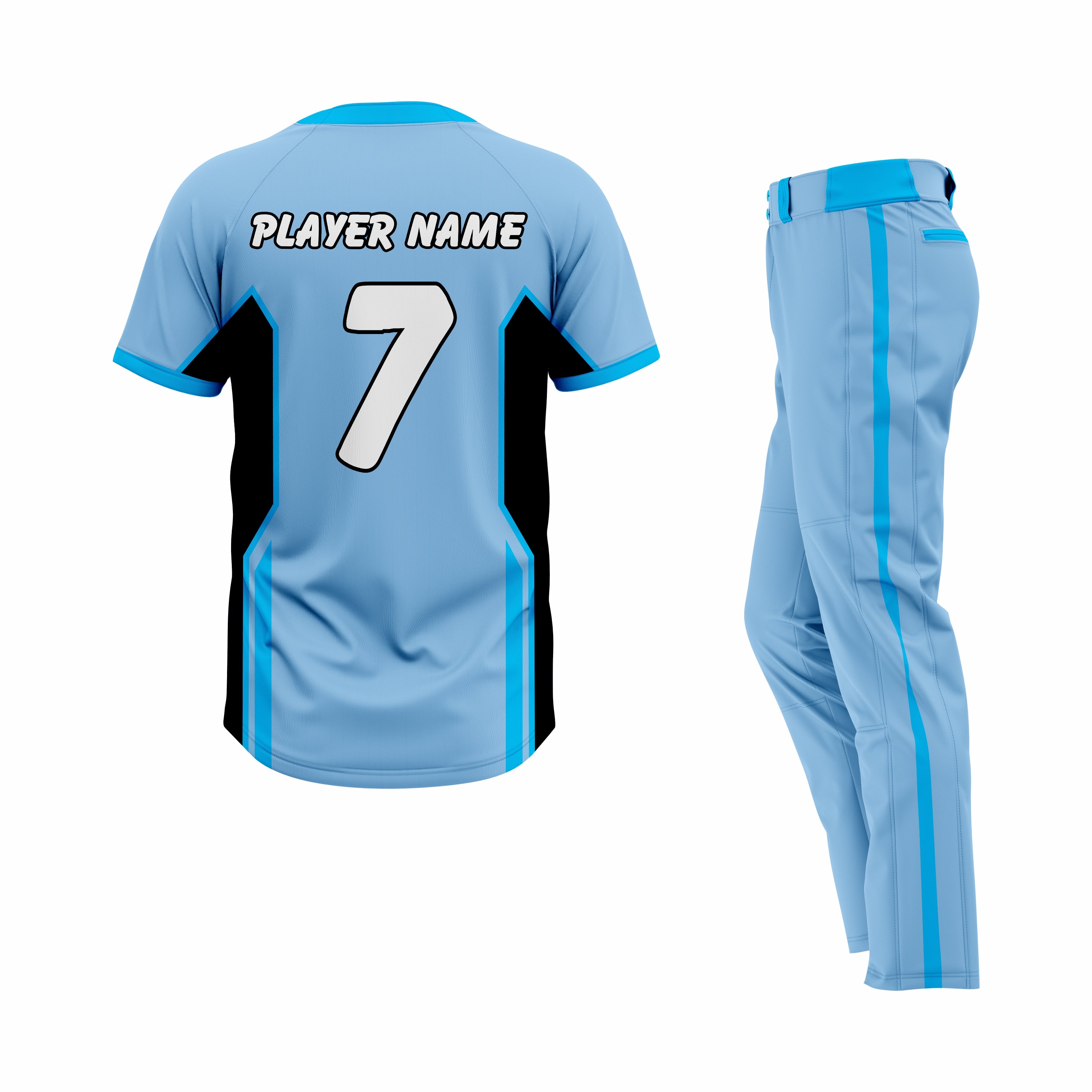 Custom Cyan, Blue & Black Authentic Softball Uniform