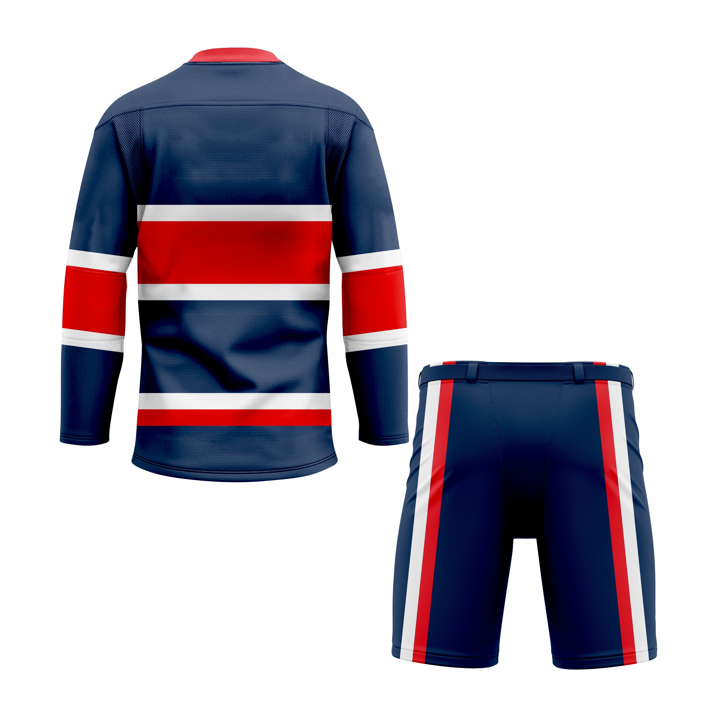 CUSTOM BLUE WHITE RED HOCKEY UNIFORM