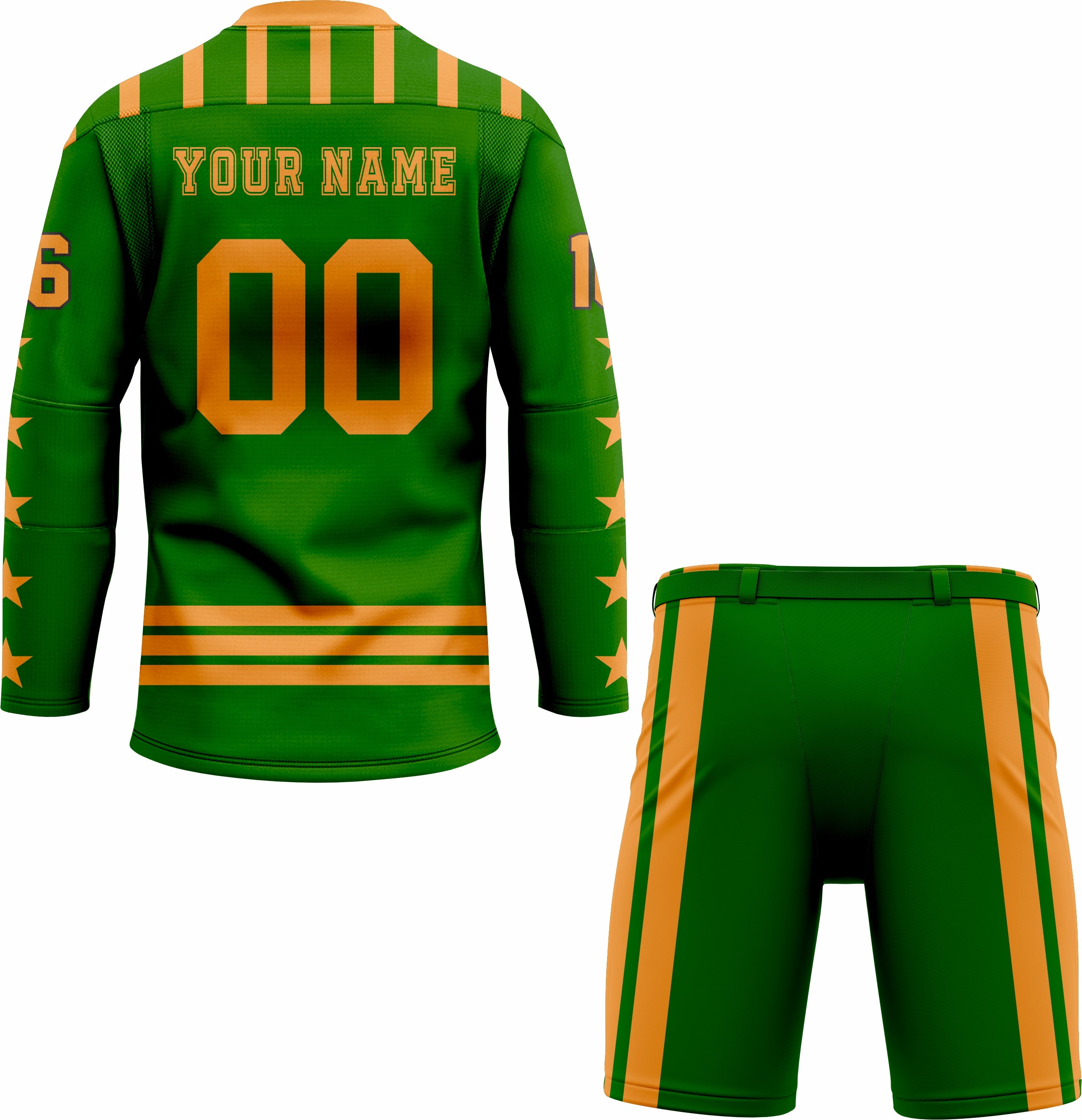 CUSTOM GREEN YELLOW HOCKEY UNIFORM