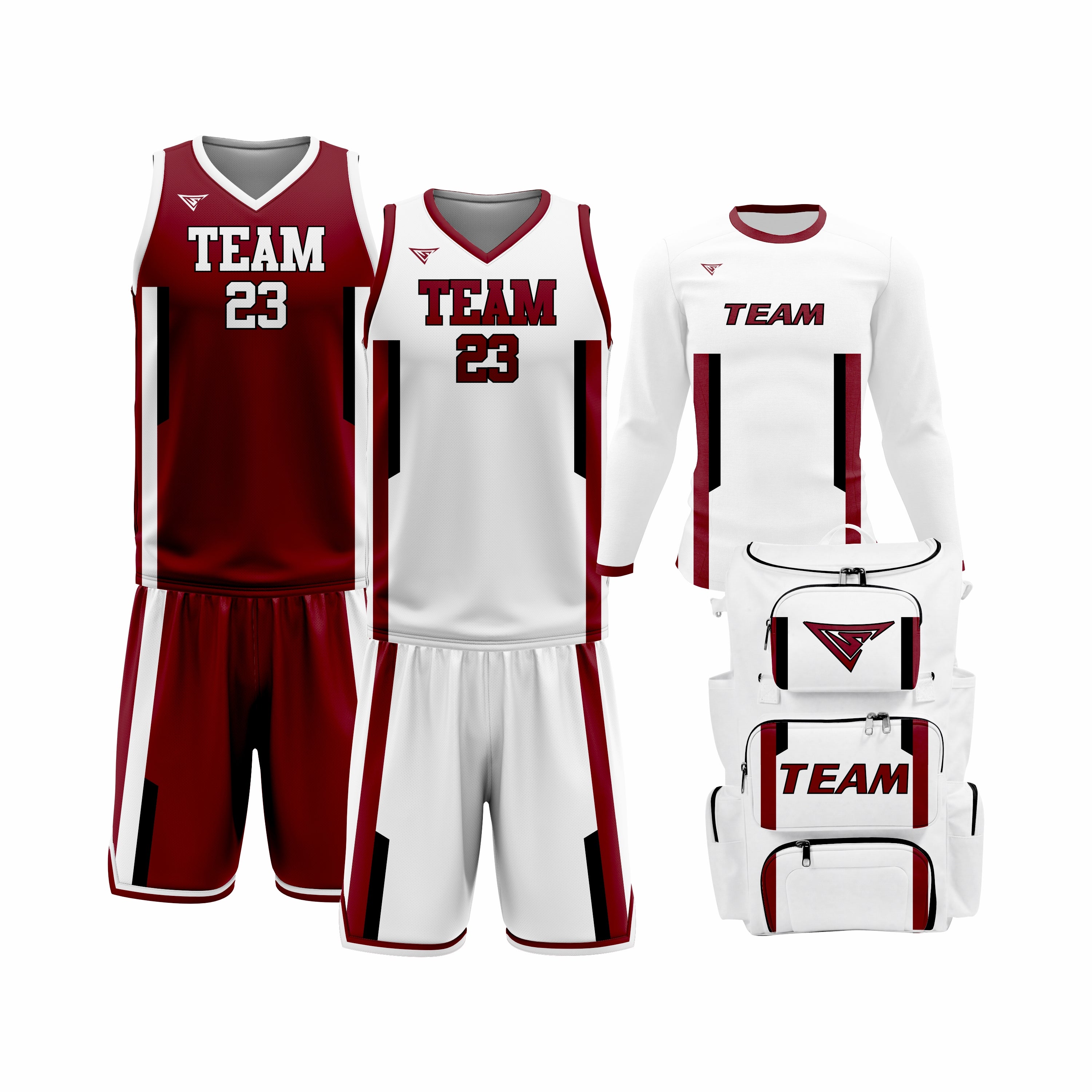 Custom Maroon White Basketball Team Uniform Package - All-Star